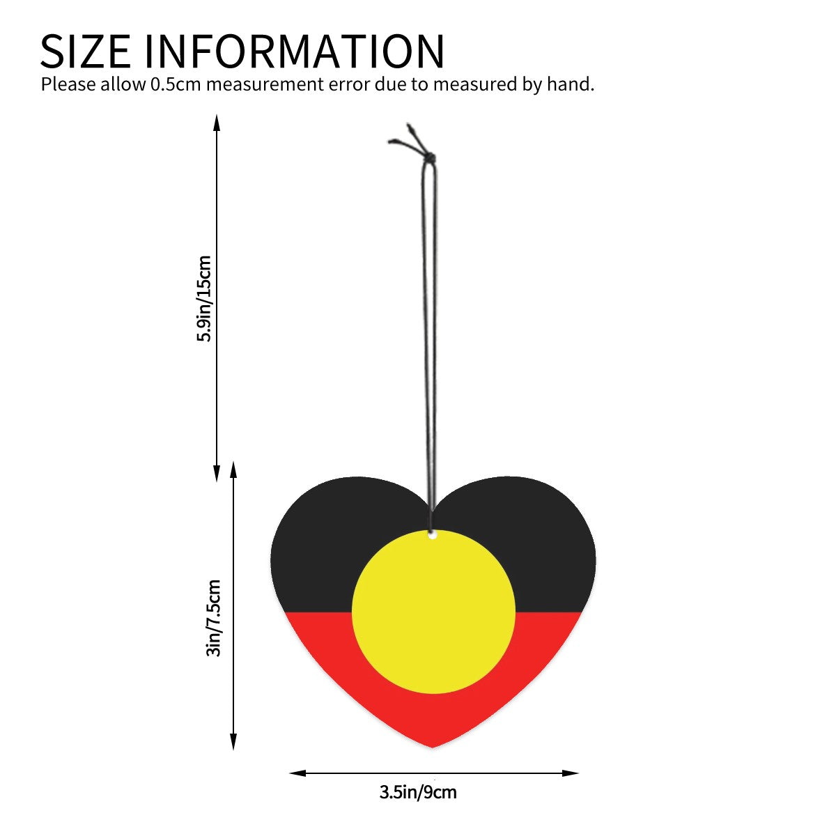 Aboriginal Flag on Heart Shape Car Air Freshener Cards 6 pcs