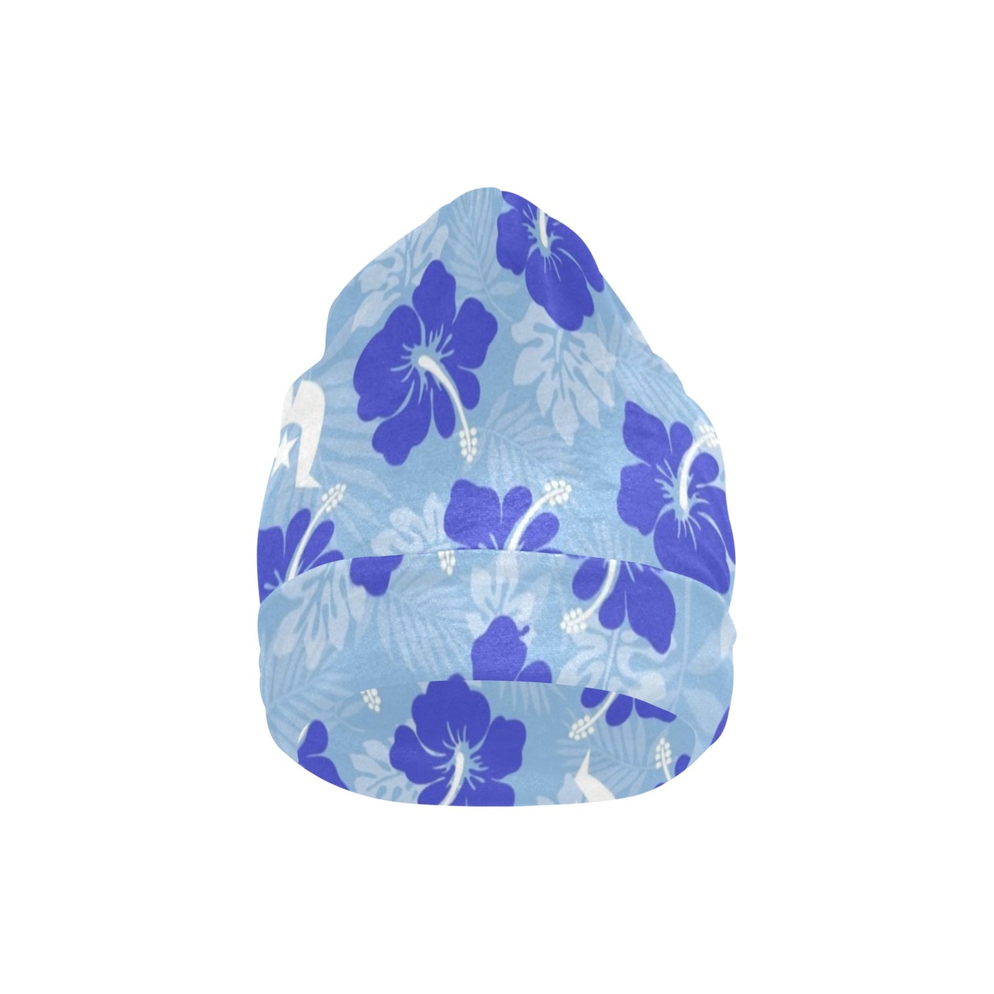 Hibiscus flowers with White Dhari (Sky blue) on Beanie for Kids