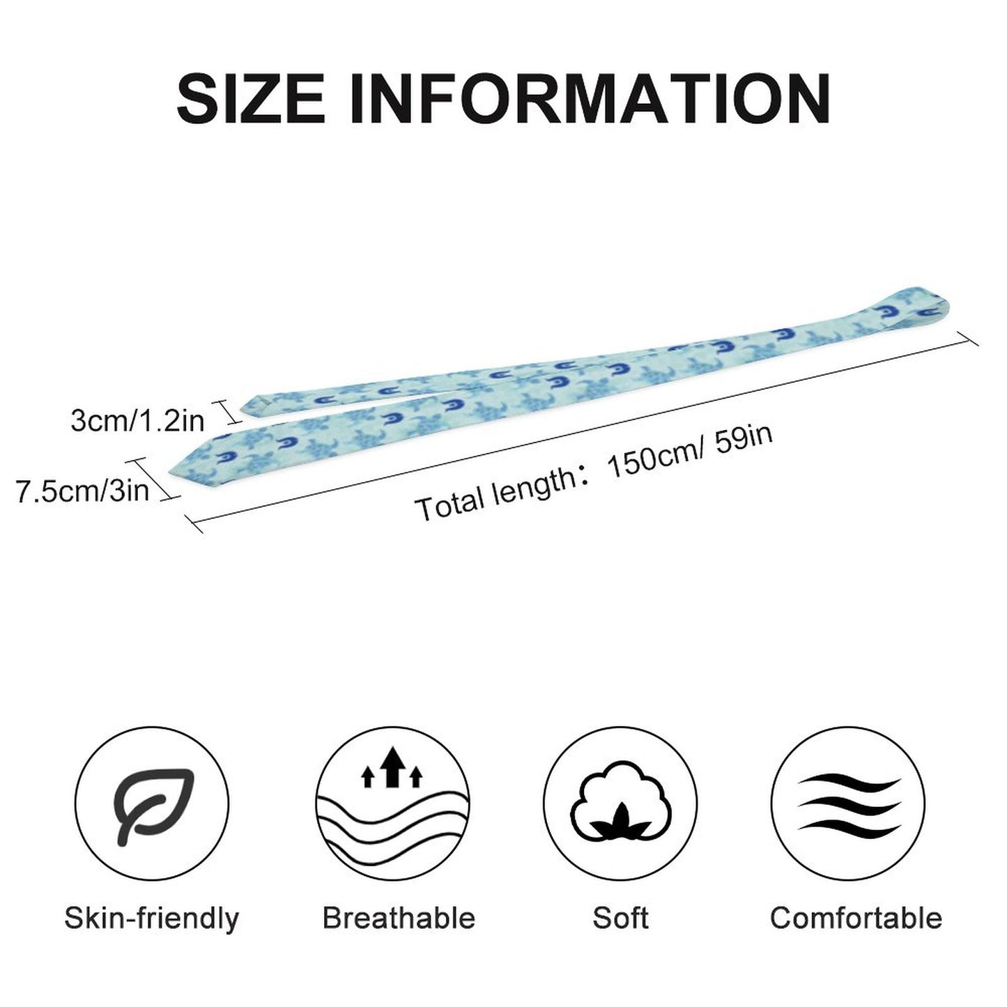 Blue Turtle Pattern on Men's Formal Tie