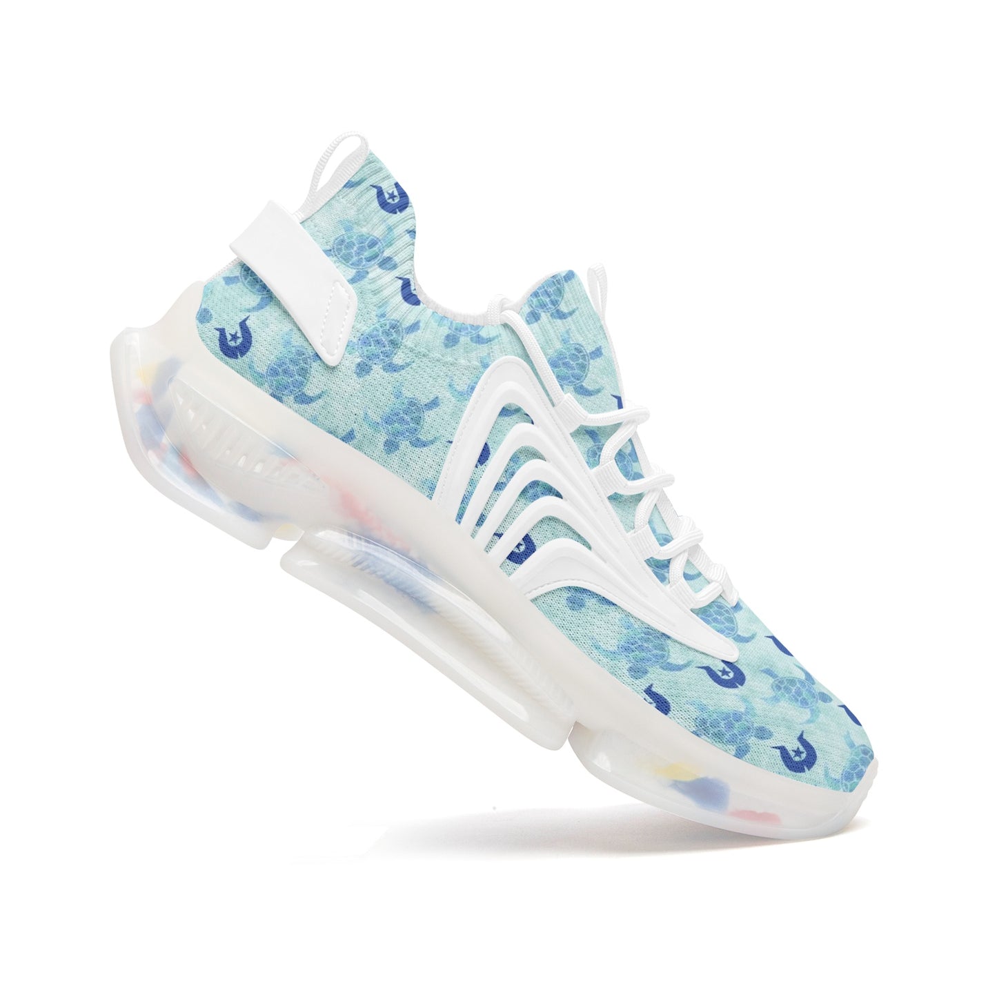 Blue Turtle Pattern on Unisex Low Top Mesh Sneakers