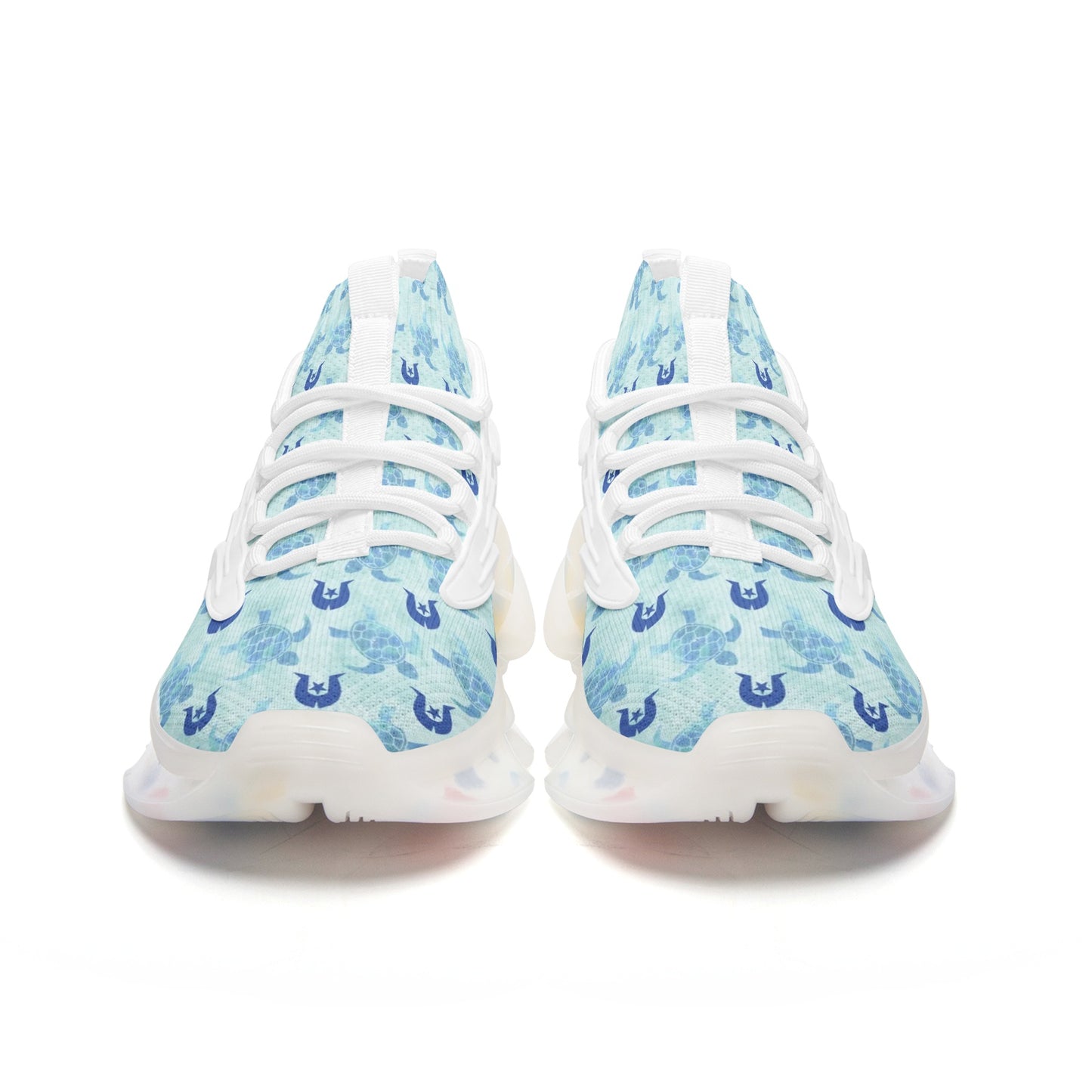 Blue Turtle Pattern on Unisex Low Top Mesh Sneakers