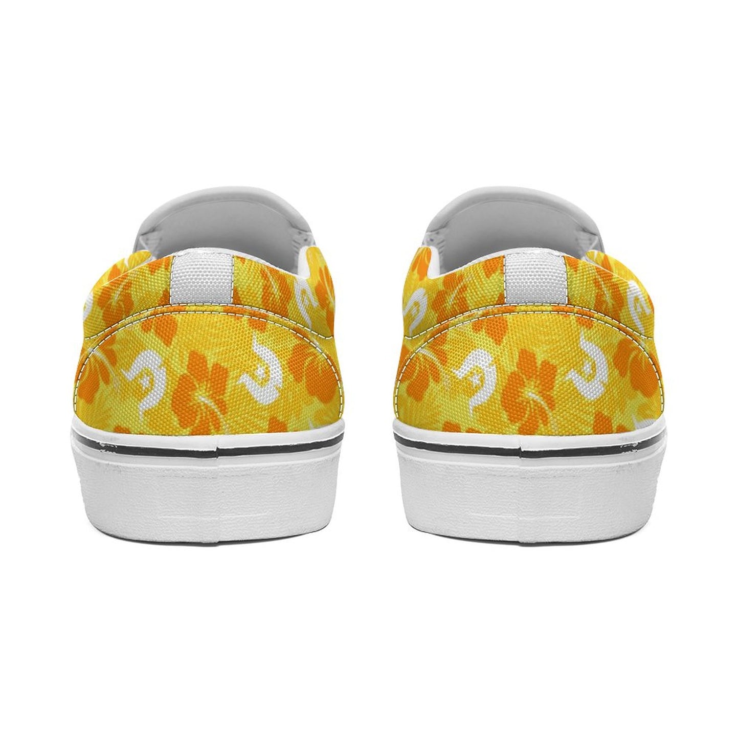 Hibiscus flowers with Dhari (Gold) on Canvas Shoes for Teenagers