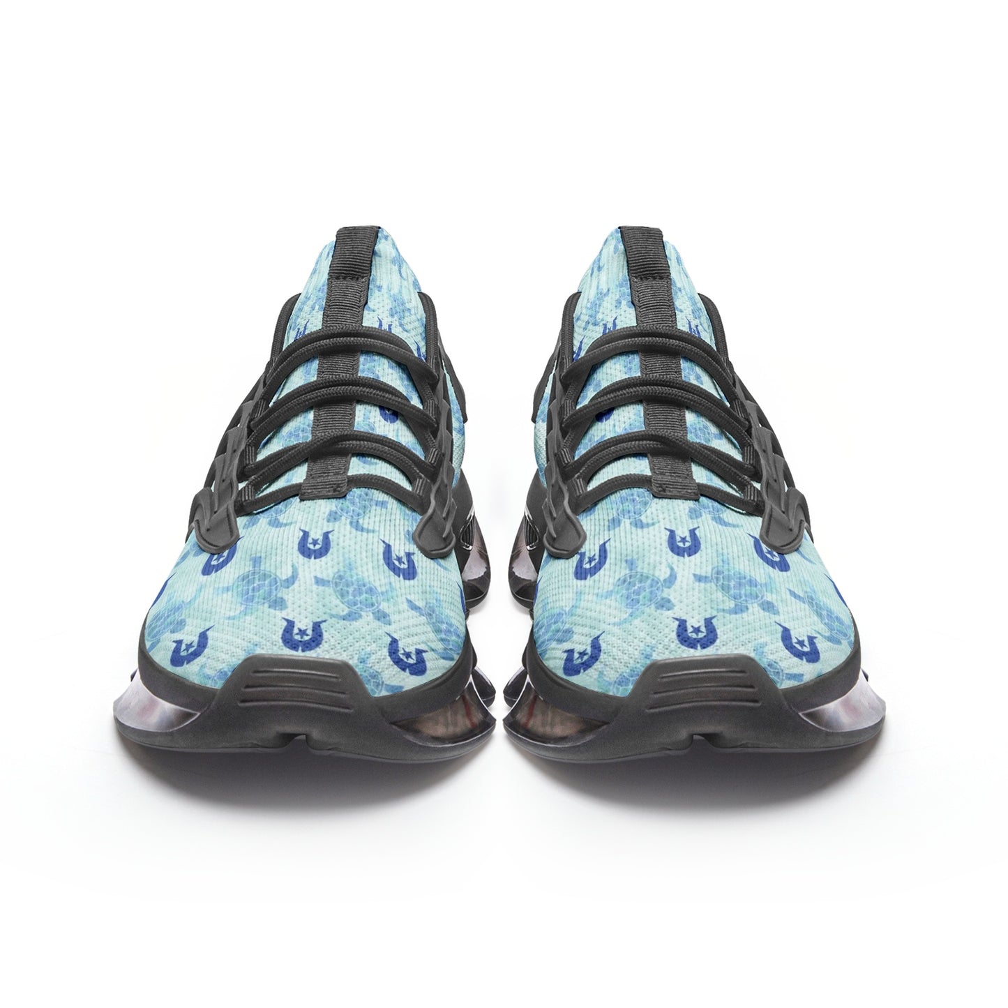 Blue Turtle Pattern on Unisex Low Top Mesh Sneakers