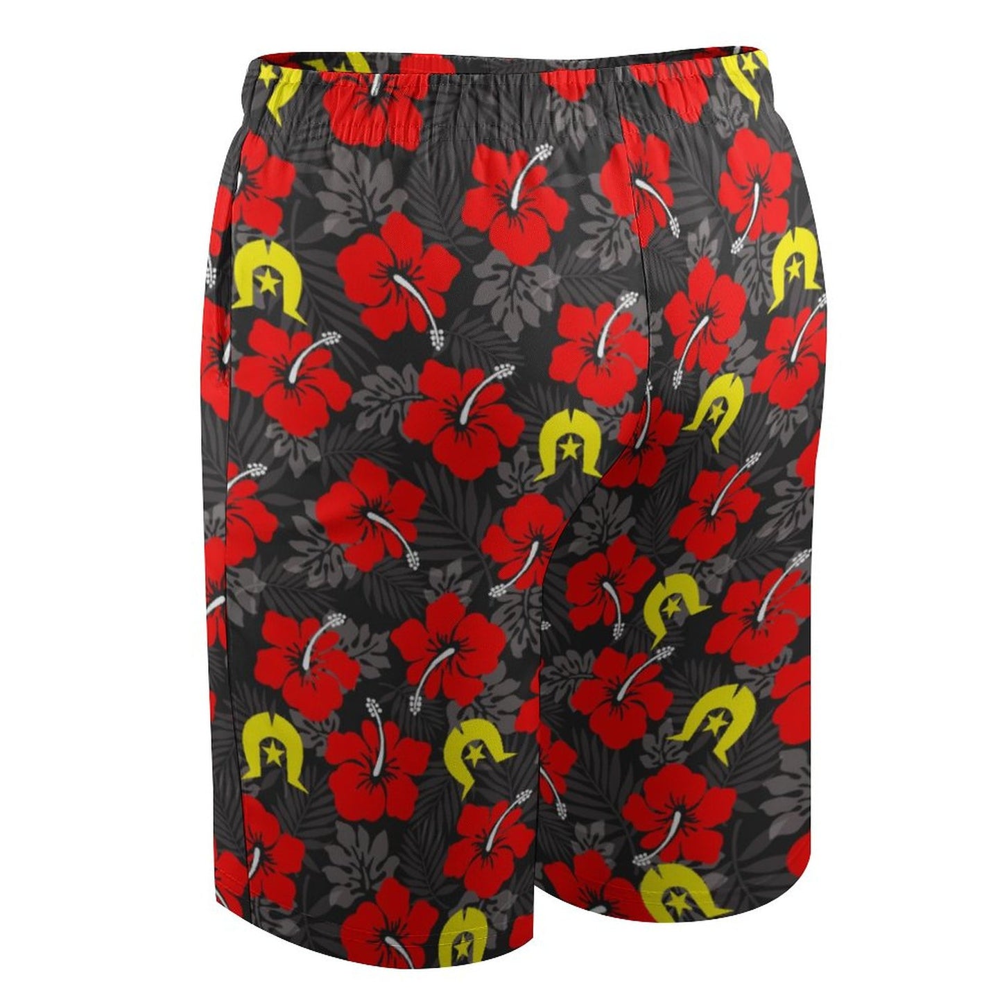 Royal Red Hibiscus with Yellow Dhari on Kid's Beach Pants