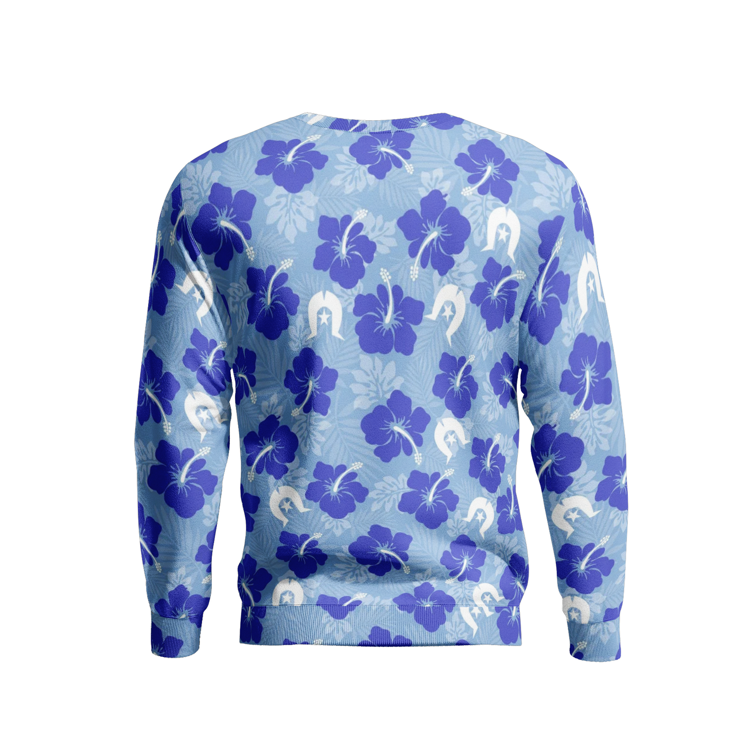 Hibiscus flowers with White Dhari (Sky blue) on Men's Sweatshirt