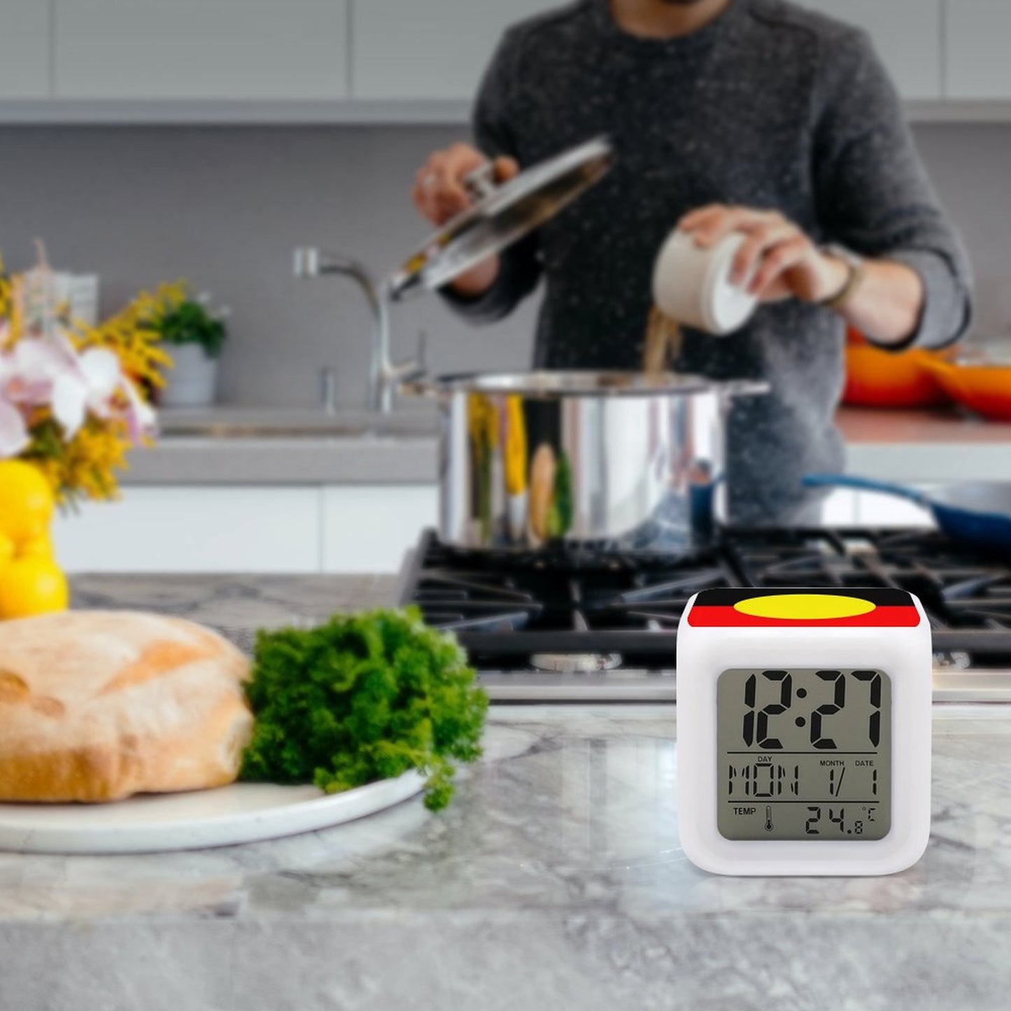 Aboriginal Flag on Color Change Alarm Clock