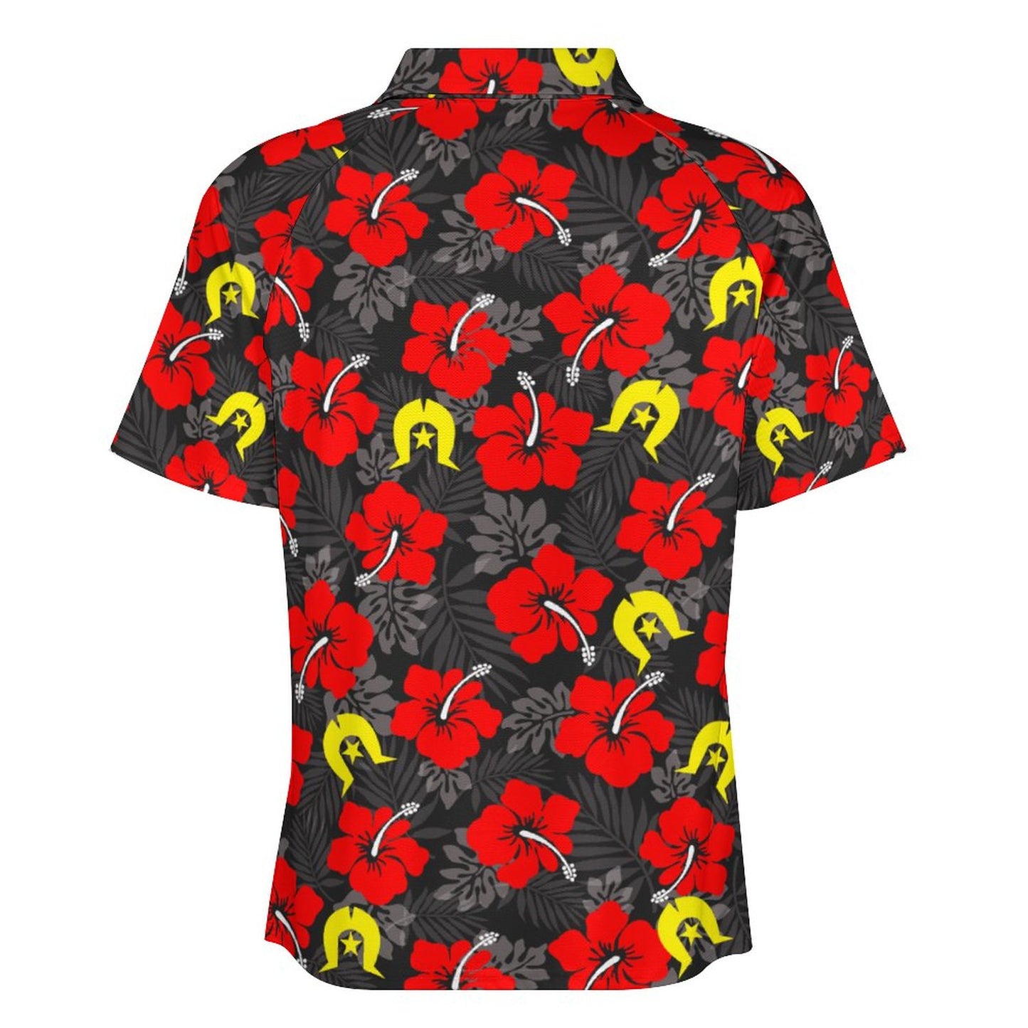 Royal Red Hibiscus with Yellow Dhari on Short Sleeved Sportswear Men's T Shirt