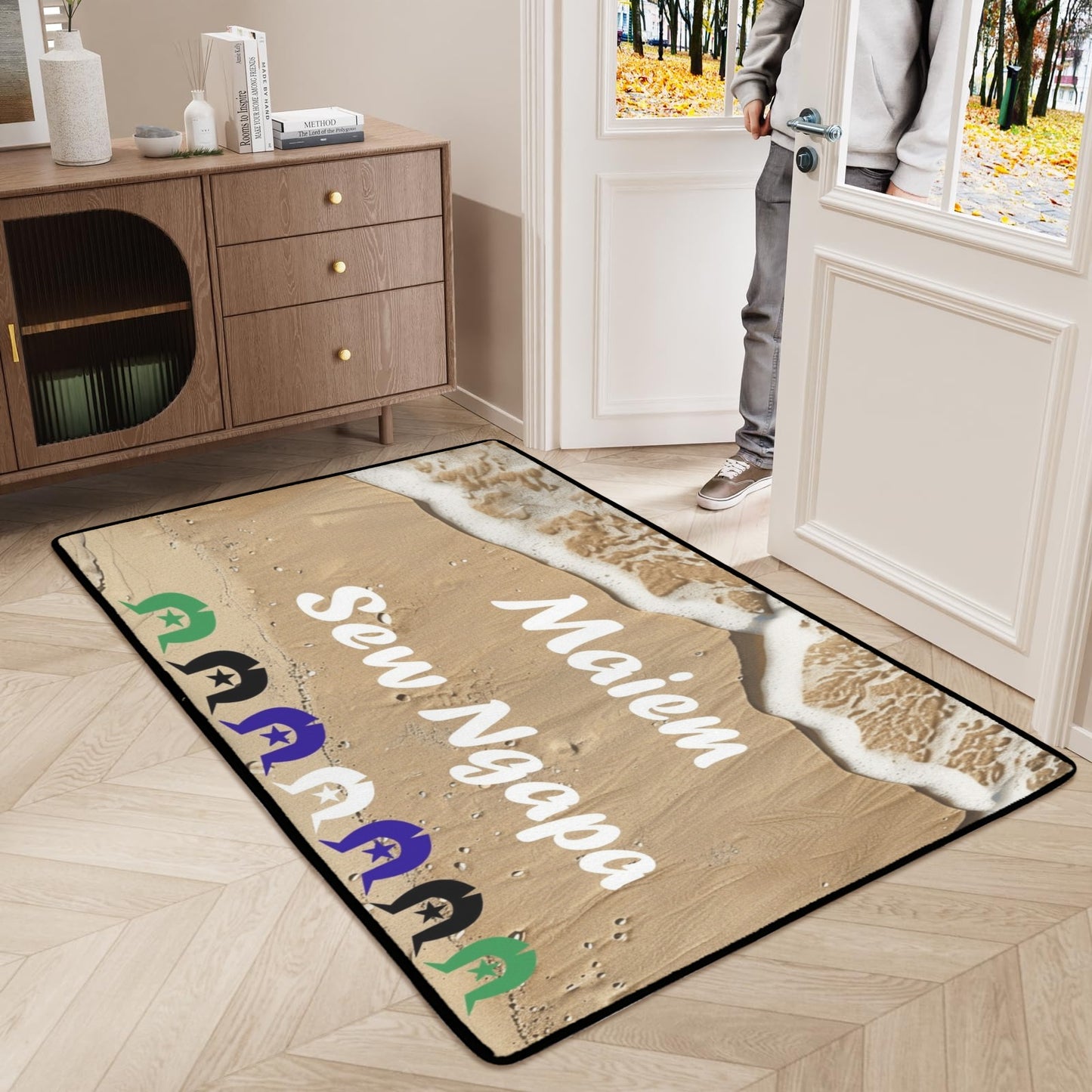 Maiem / Sew Ngapa / Welcome and Dhari on Doormat (90x61cm) (Set of 3)