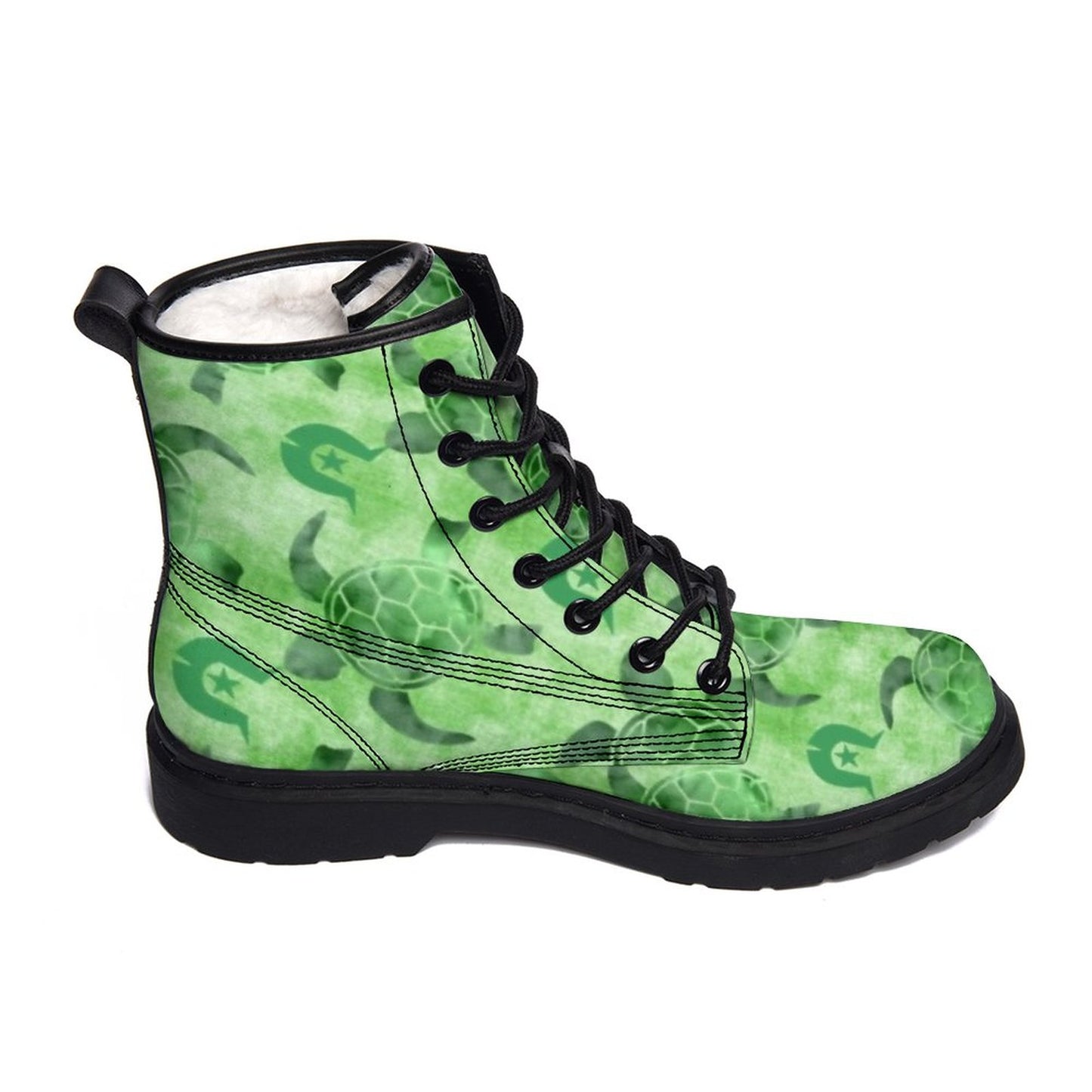 Green Turtle Pattern on Unisex Boots for Men and Women