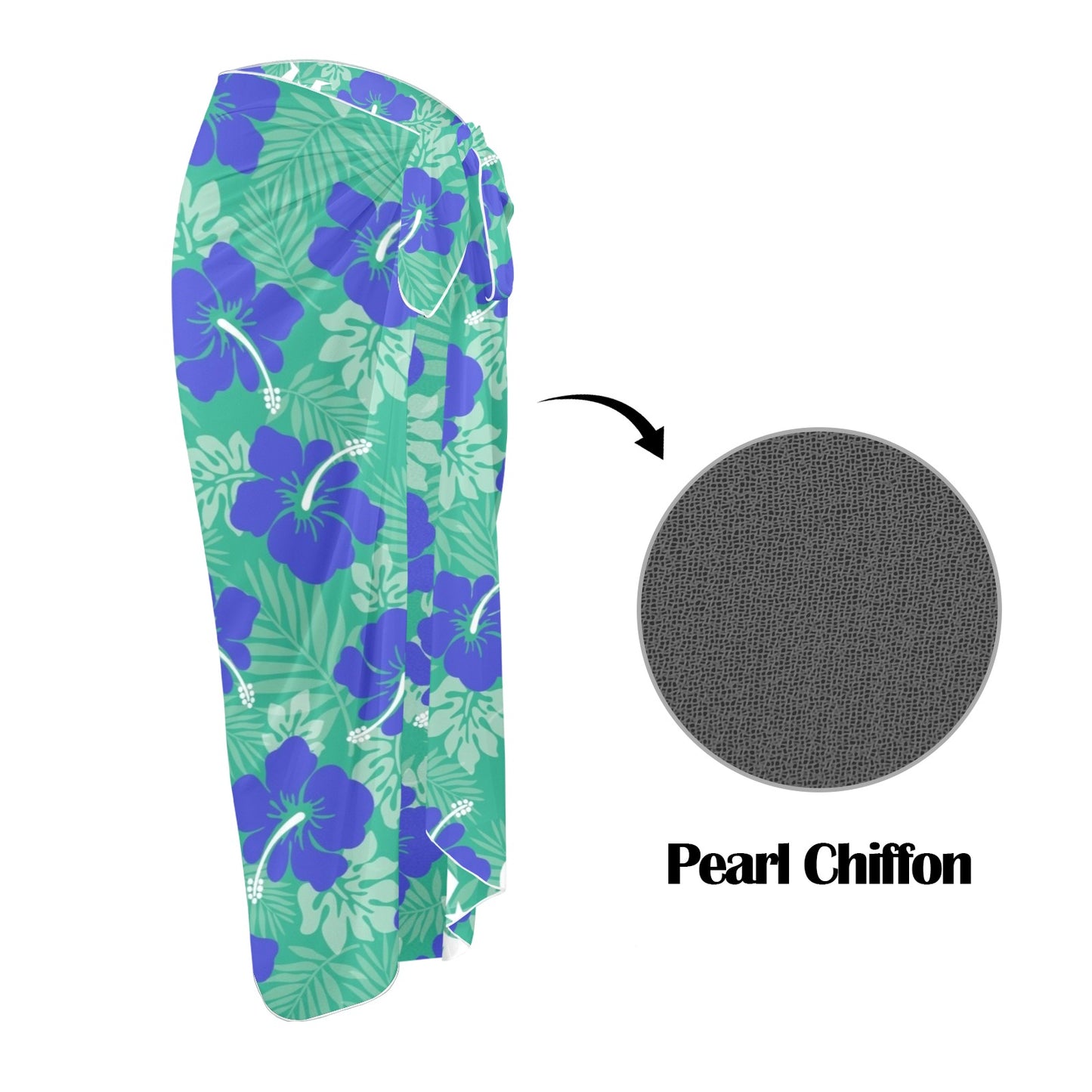 Hibiscus flowers with Dhari (Royal mint) on Long Beach Sarong Wrap