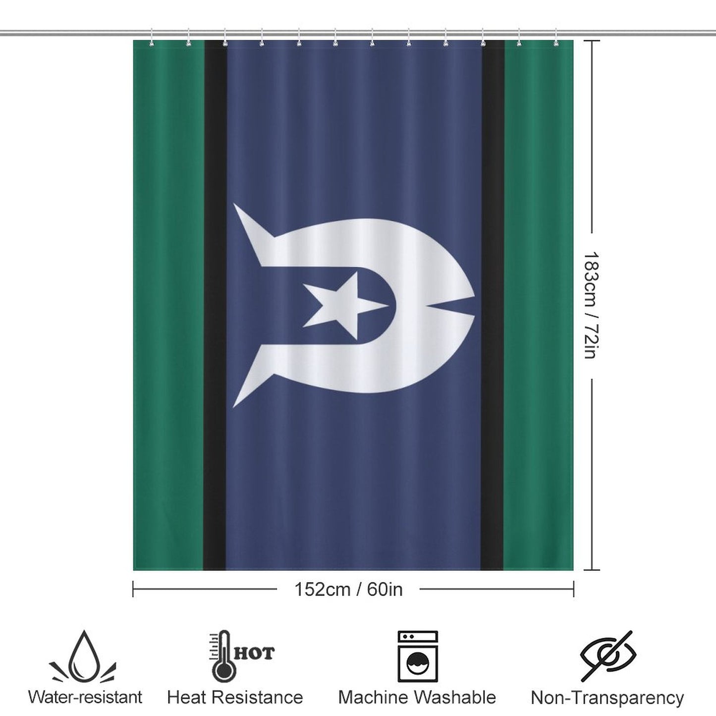 Torres Strait flag on Flower Shower Curtain-66x72Inch (168x183cm)