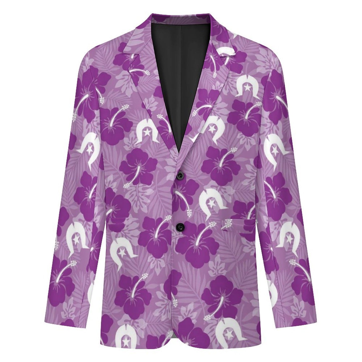 Hibiscus flowers with White Dhari (Royal purple) on All Over Print Men's Blazer