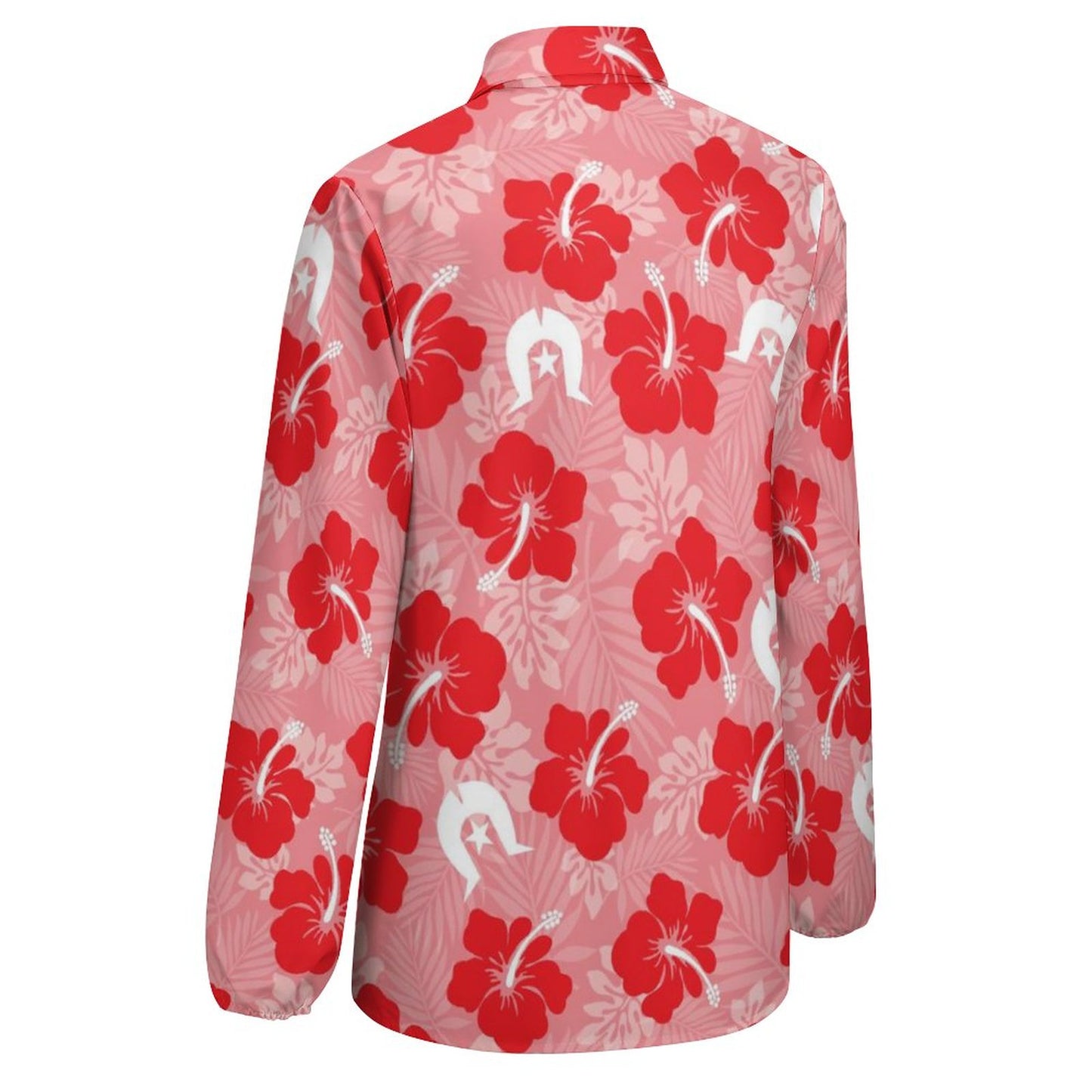 Hibiscus flowers with Dhari (Royal Pink) on Casual Long Sleeve Vintage Tour Shirt