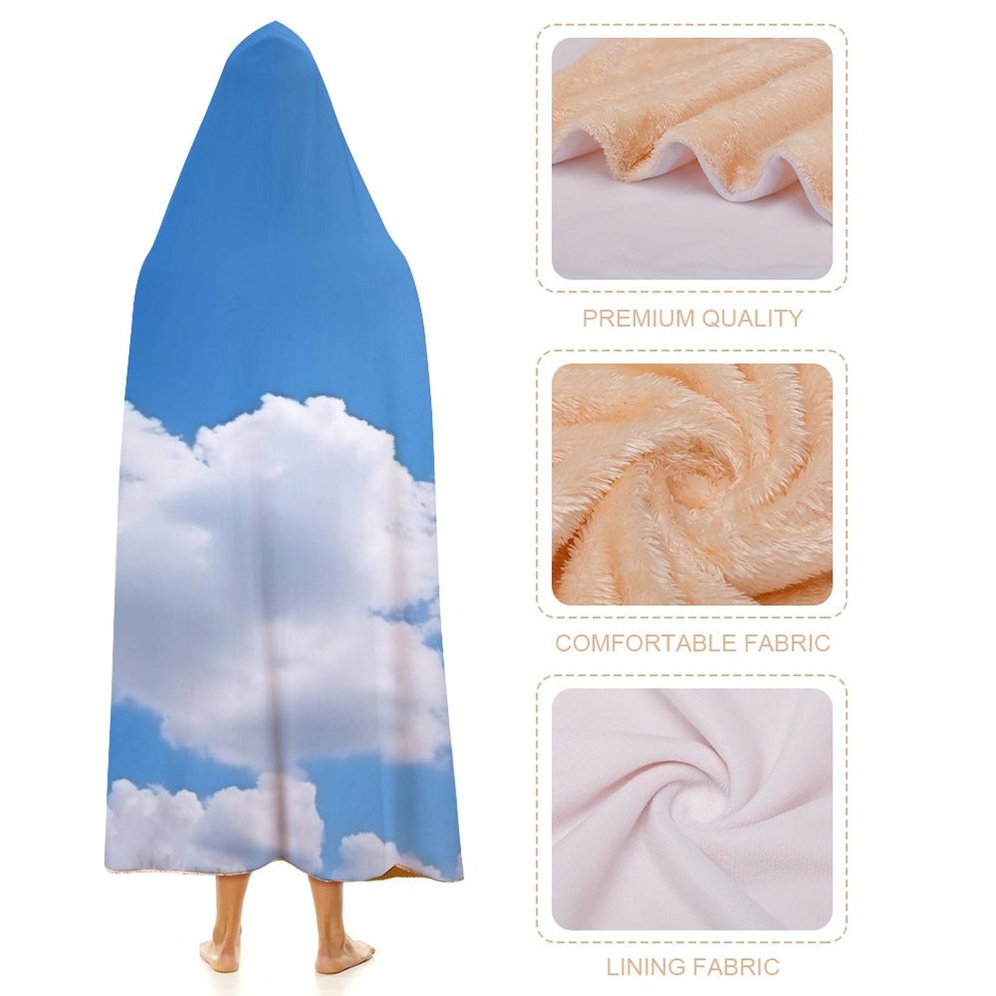 Clouds on Wrap Hooded Blanket-40"x50"/ 100x130cm