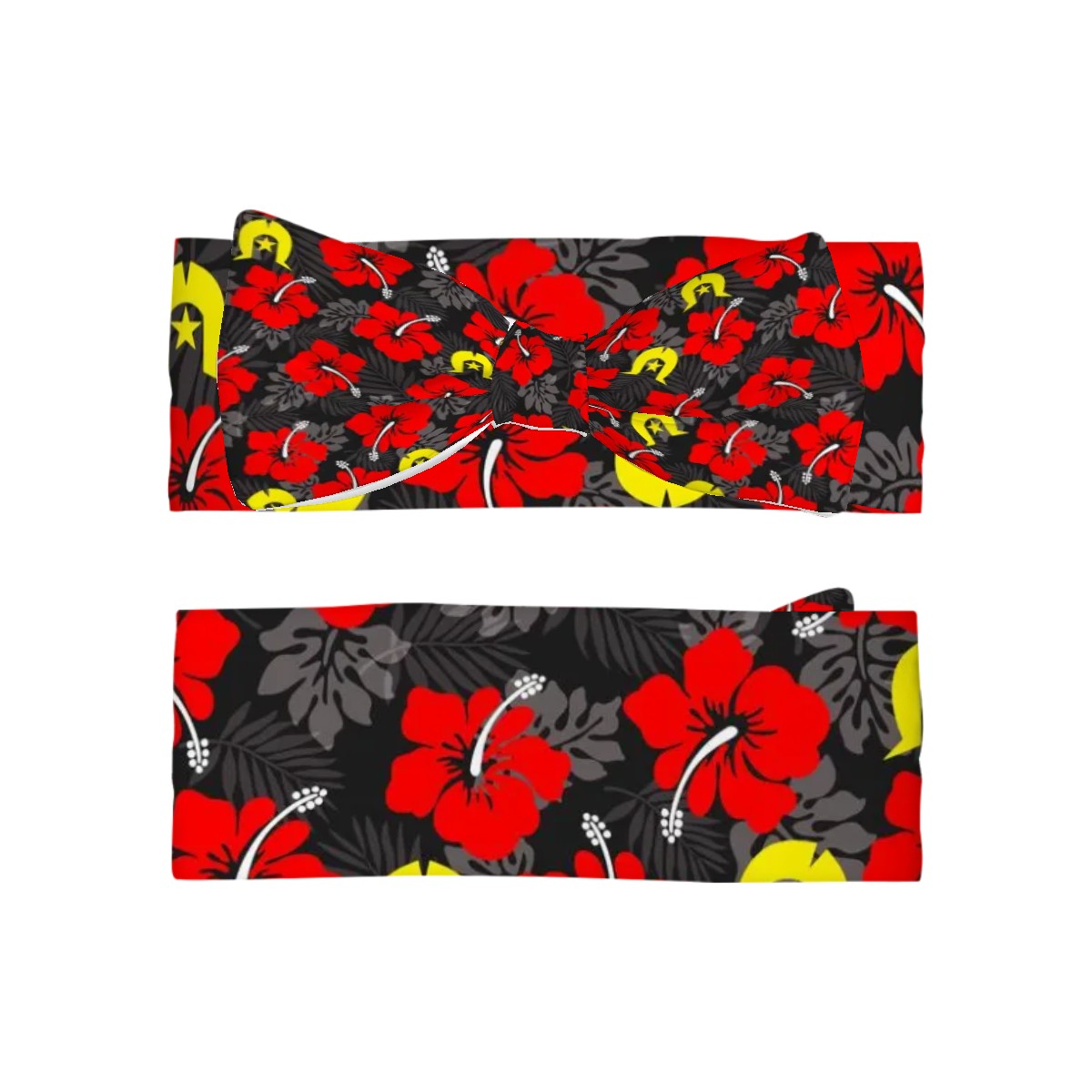 Royal Red Hibiscus with Yellow Dhari on Bowknot Baby Headbands