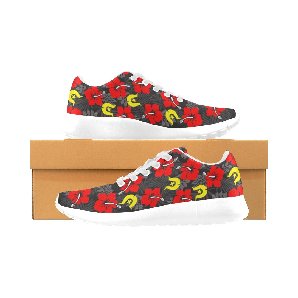 Royal Red Hibiscus with Yellow Dhari on Kid's Sneakers