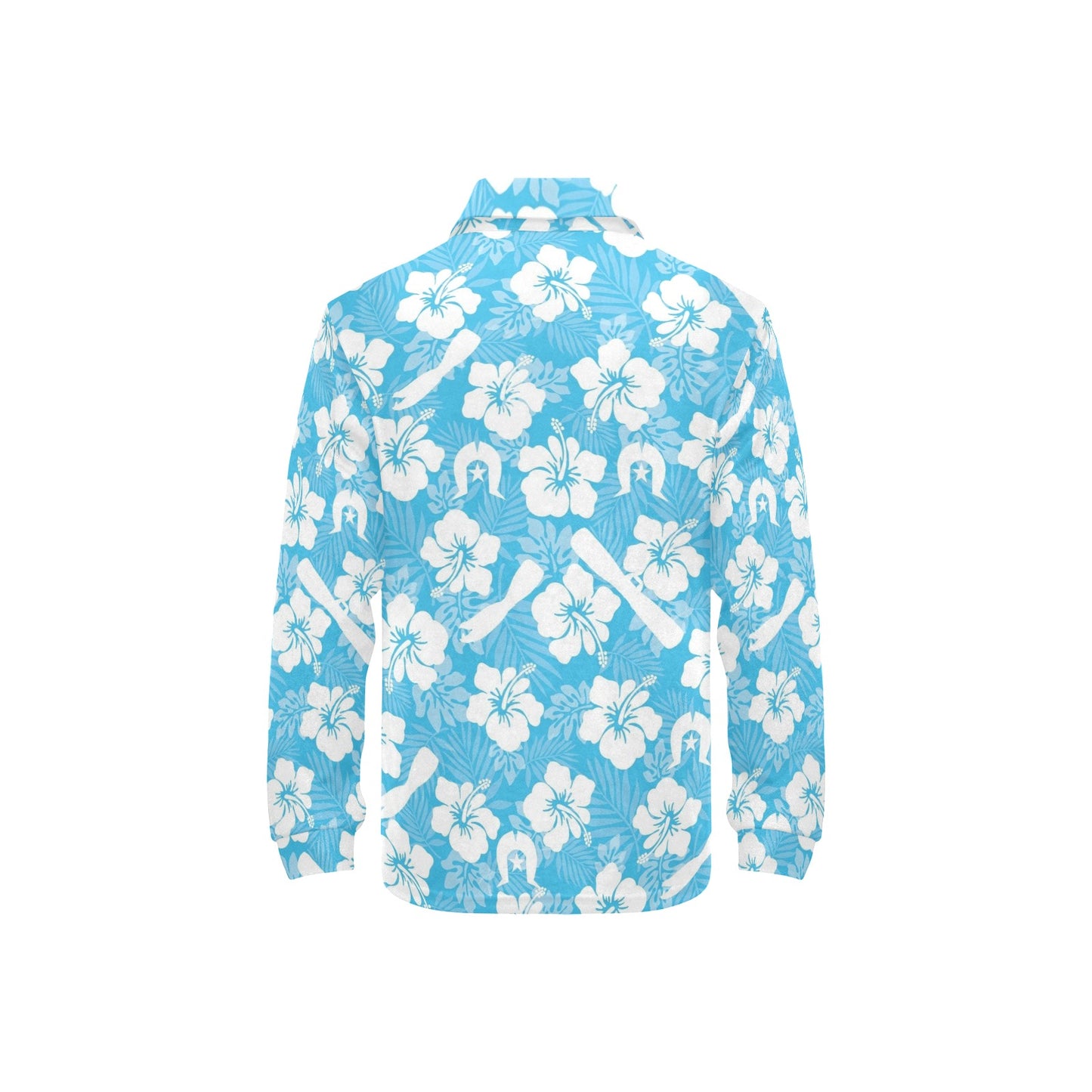 White Hibiscus flowers, Warup and Dhari on Little Boys' Long Sleeve Polo Shirt