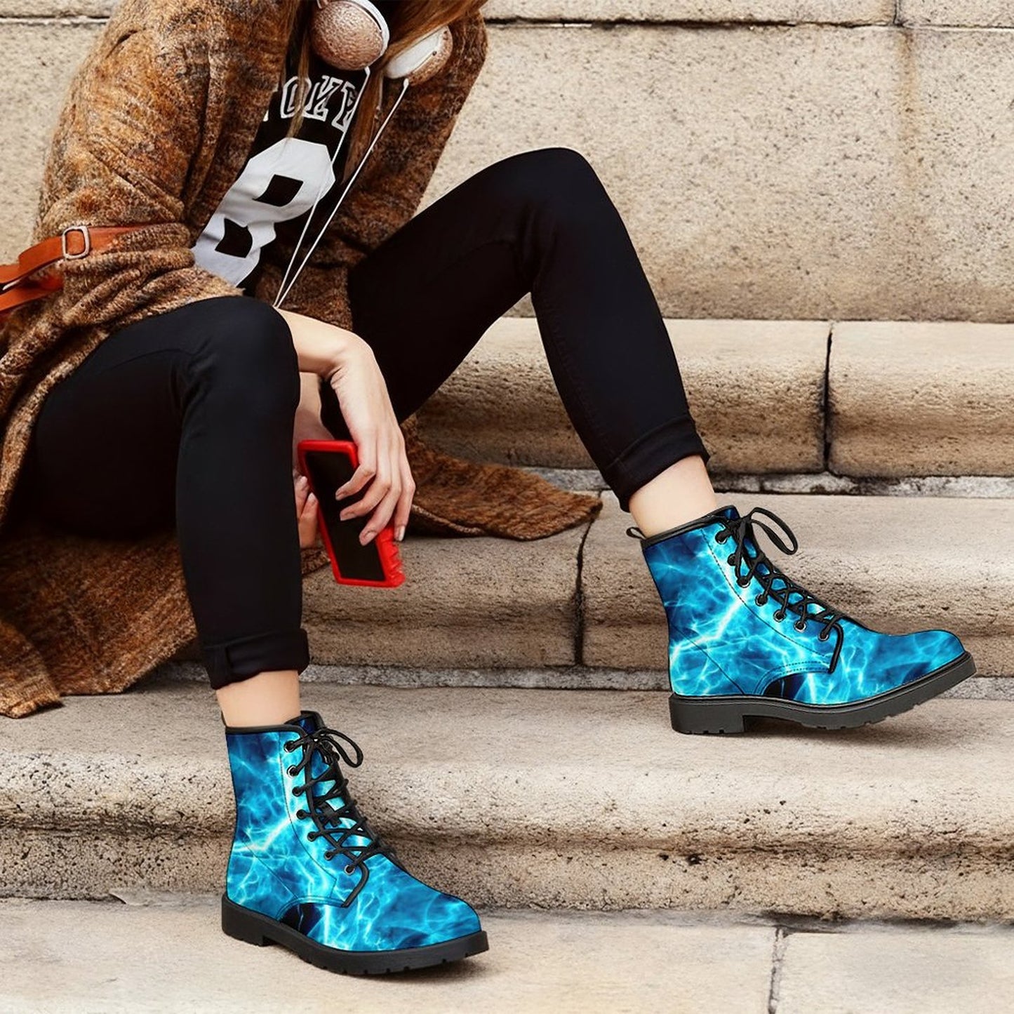 Lightning on Unisex Martin Boots