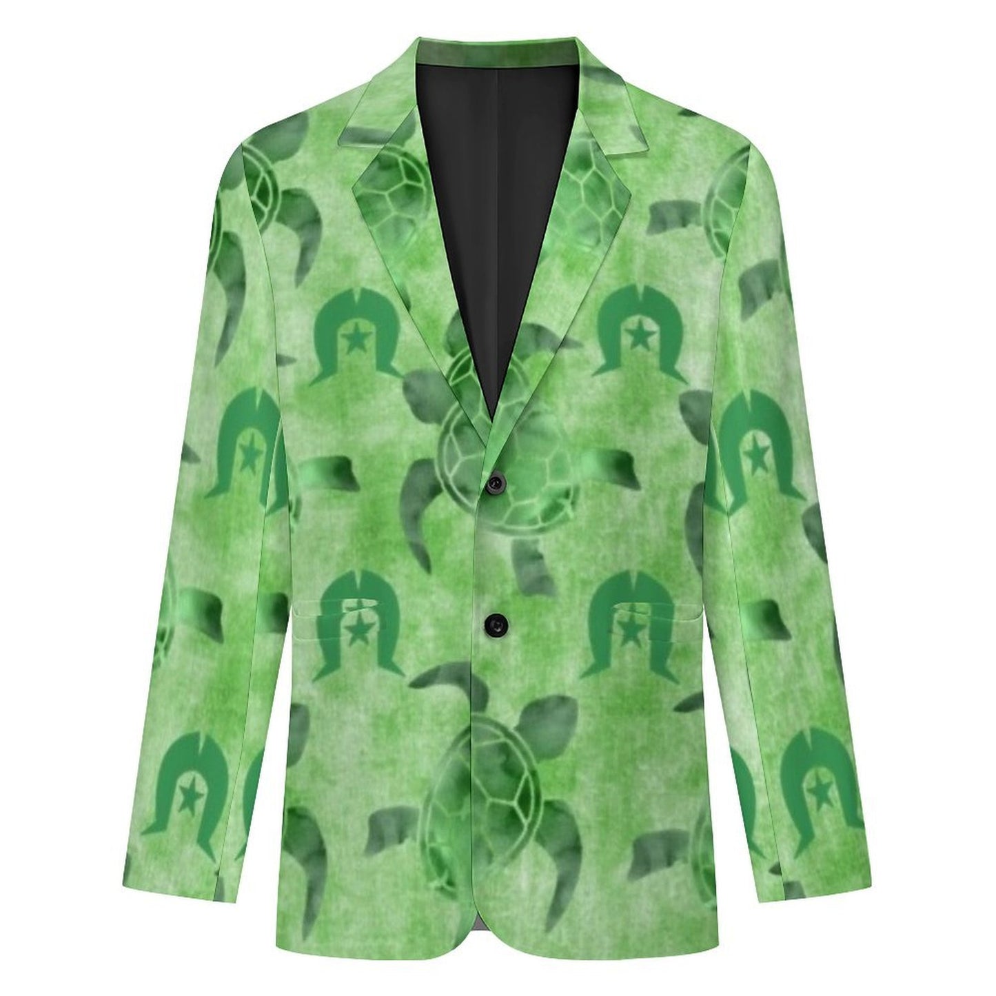 Green Turtle Pattern on Men's Blazer