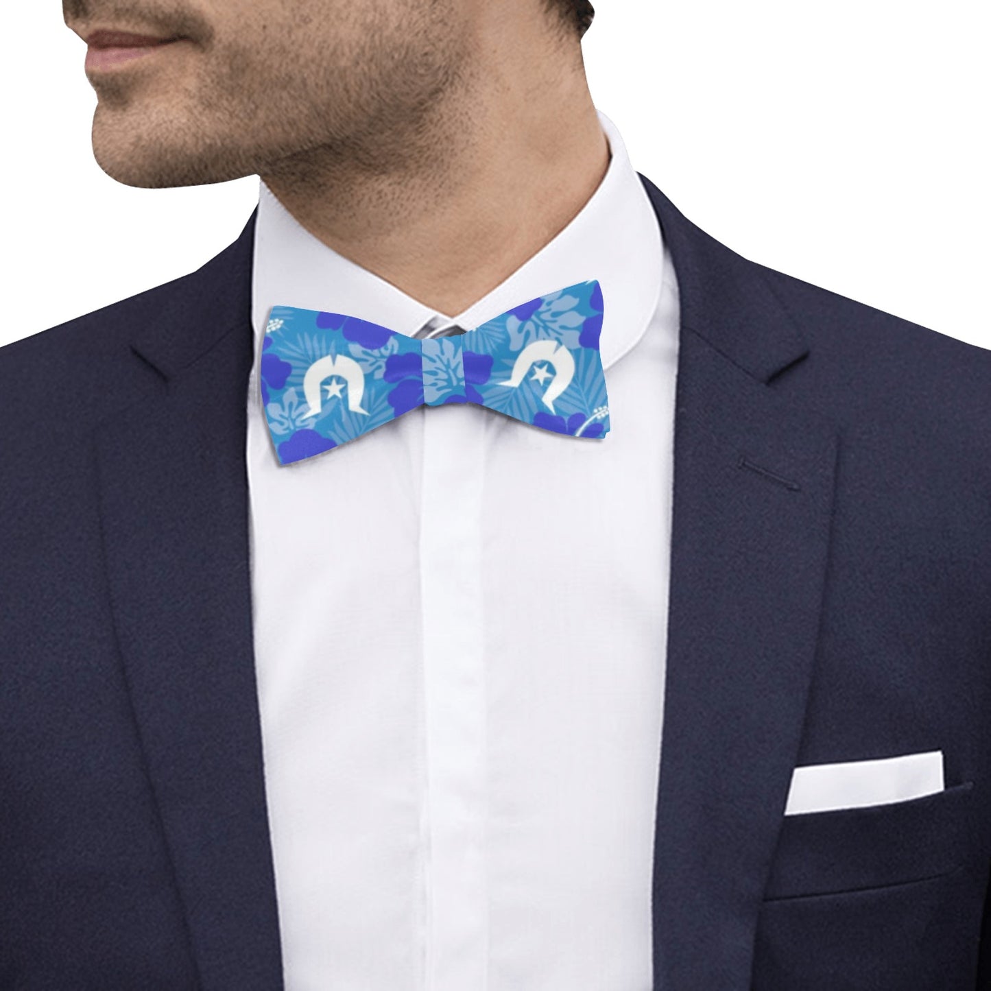 Hibiscus flowers with Dhari (Royal blue) on Men's Bowtie