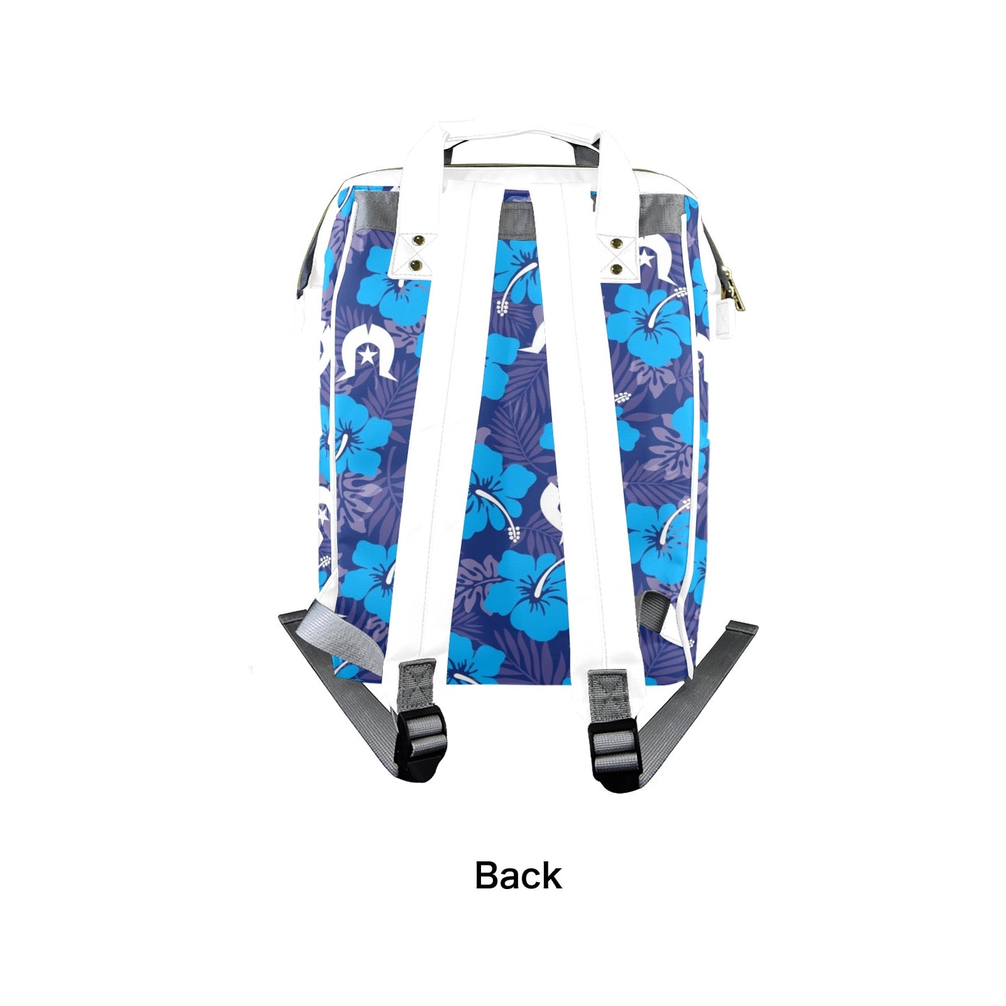 Hibiscus flowers with White Dhari (Royal blue) on Baby backpack / bag (Large)