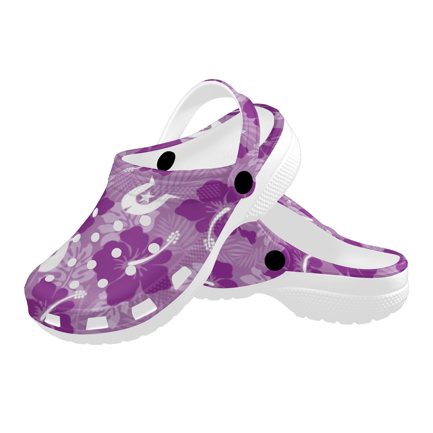 Hibiscus flowers with Dhari (Royal purple) on Adults Clogs