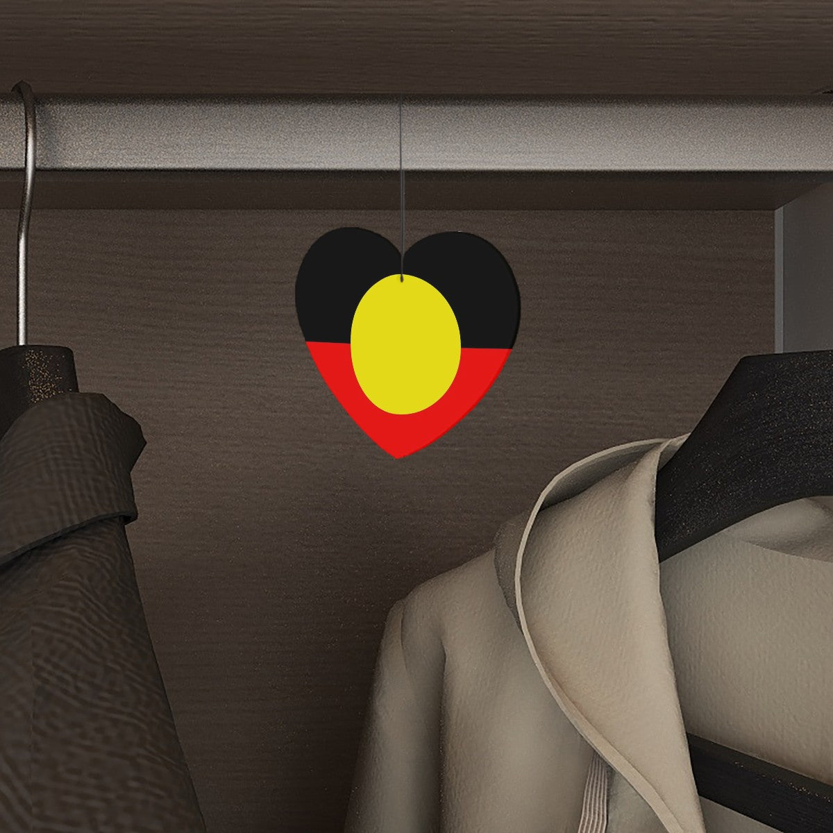 Aboriginal Flag on Heart Shape Car Air Freshener Cards 6 pcs