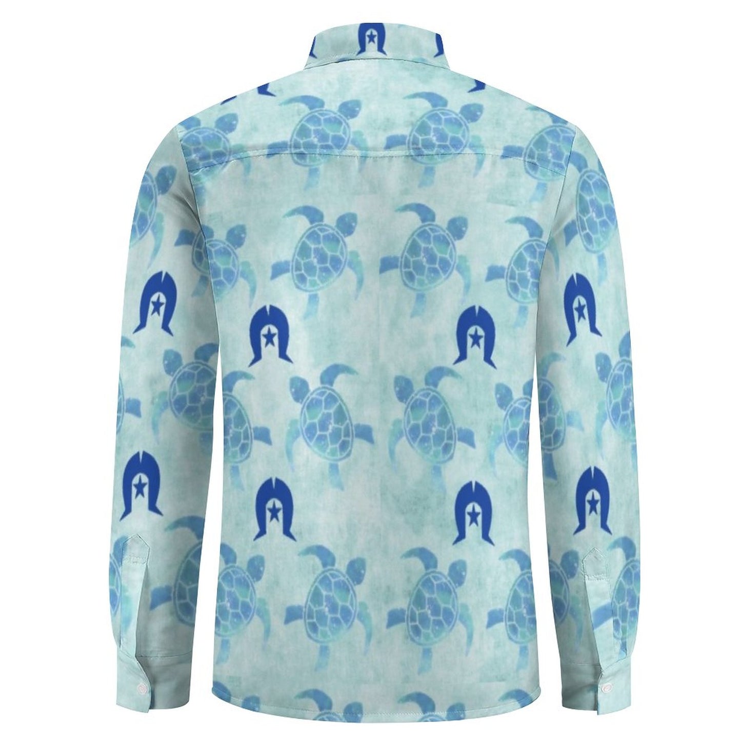 Blue Turtle Pattern on Men's Long Sleeve Shirt