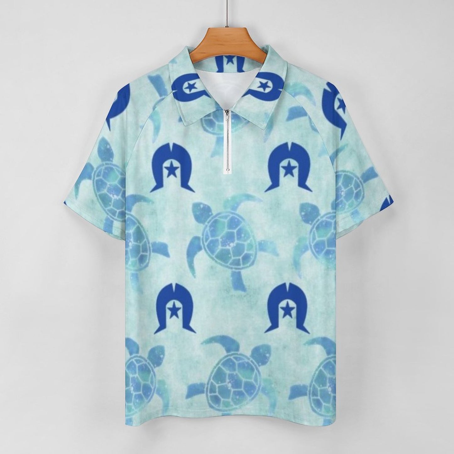 Blue Turtle Pattern Short Sleeved Sportswear Men's T Shirt