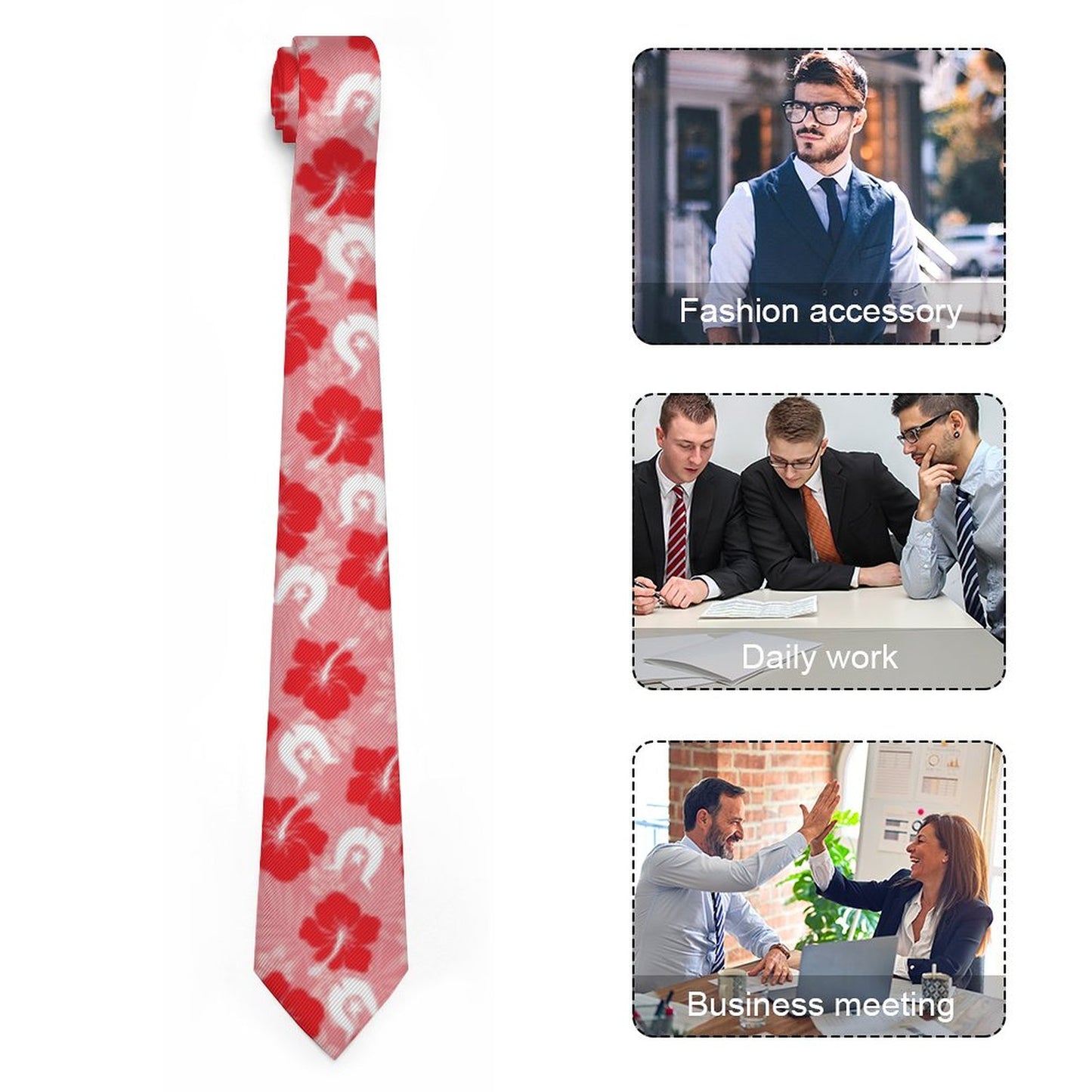 Hibiscus flowers with Dhari (Royal Pink) on Men's Formal Tie