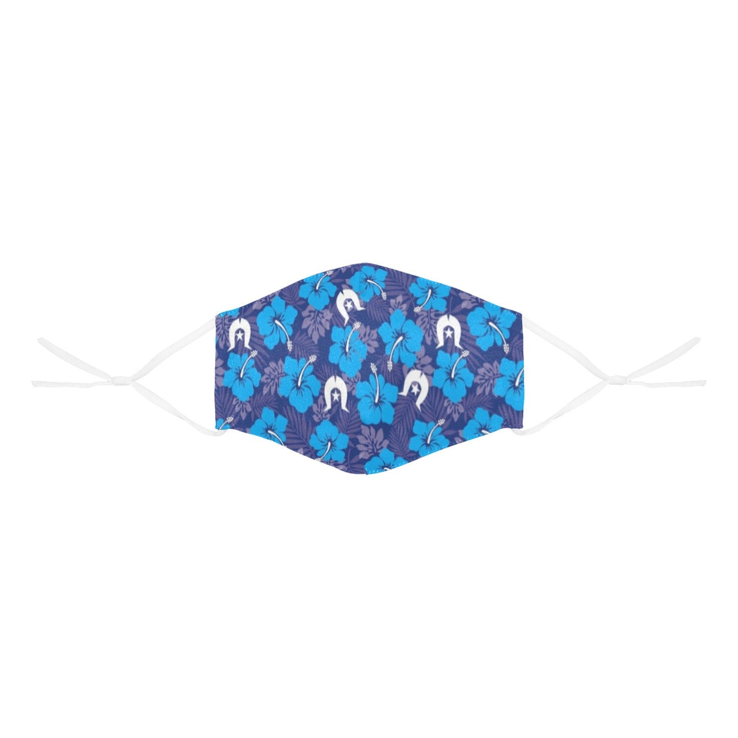 Hibiscus flowers with Dhari (Royal blue) on Face Masks with Drawstring (Pack of 50)