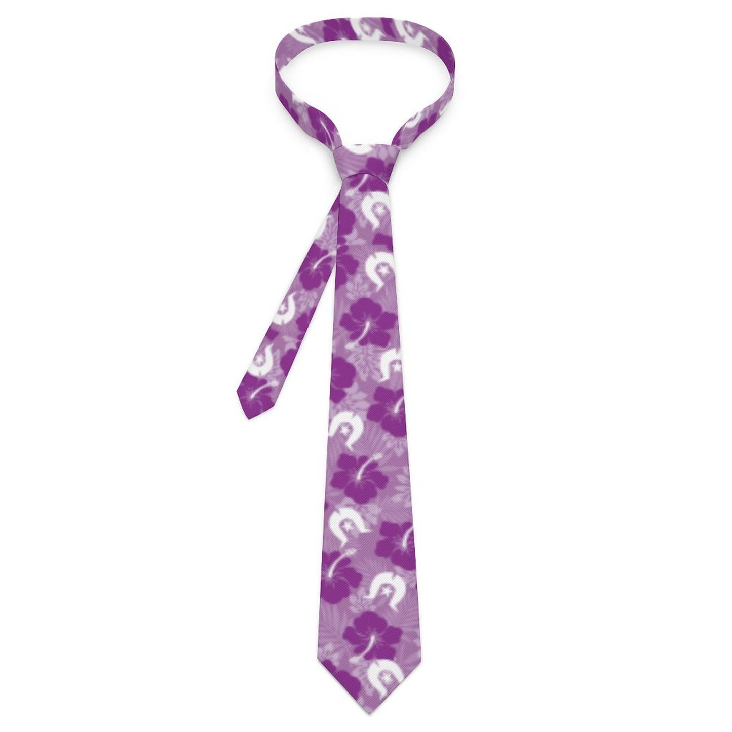 Hibiscus flowers with White Dhari (Royal purple) on Men's Formal Tie