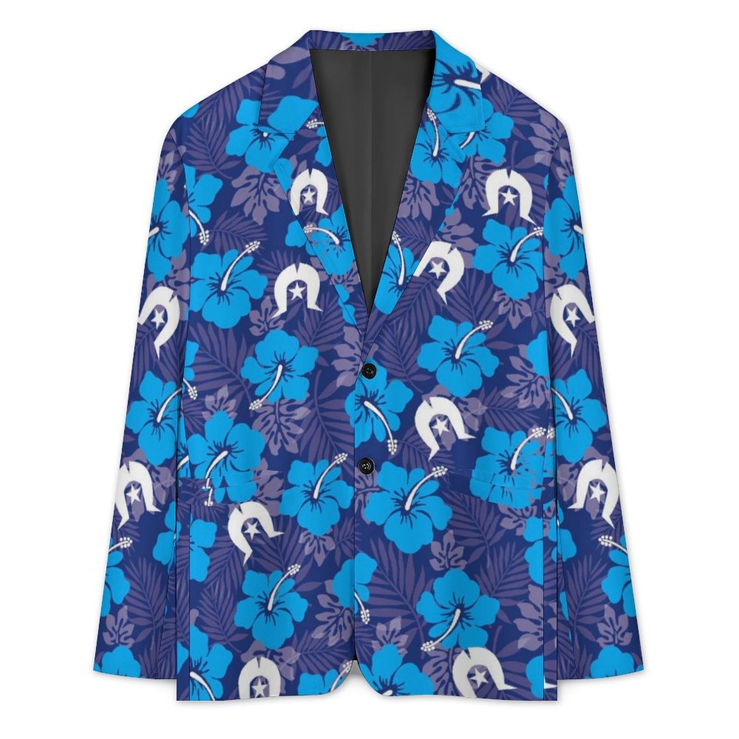 Hibiscus flowers with White Dhari (Royal blue) on Men's Blazer