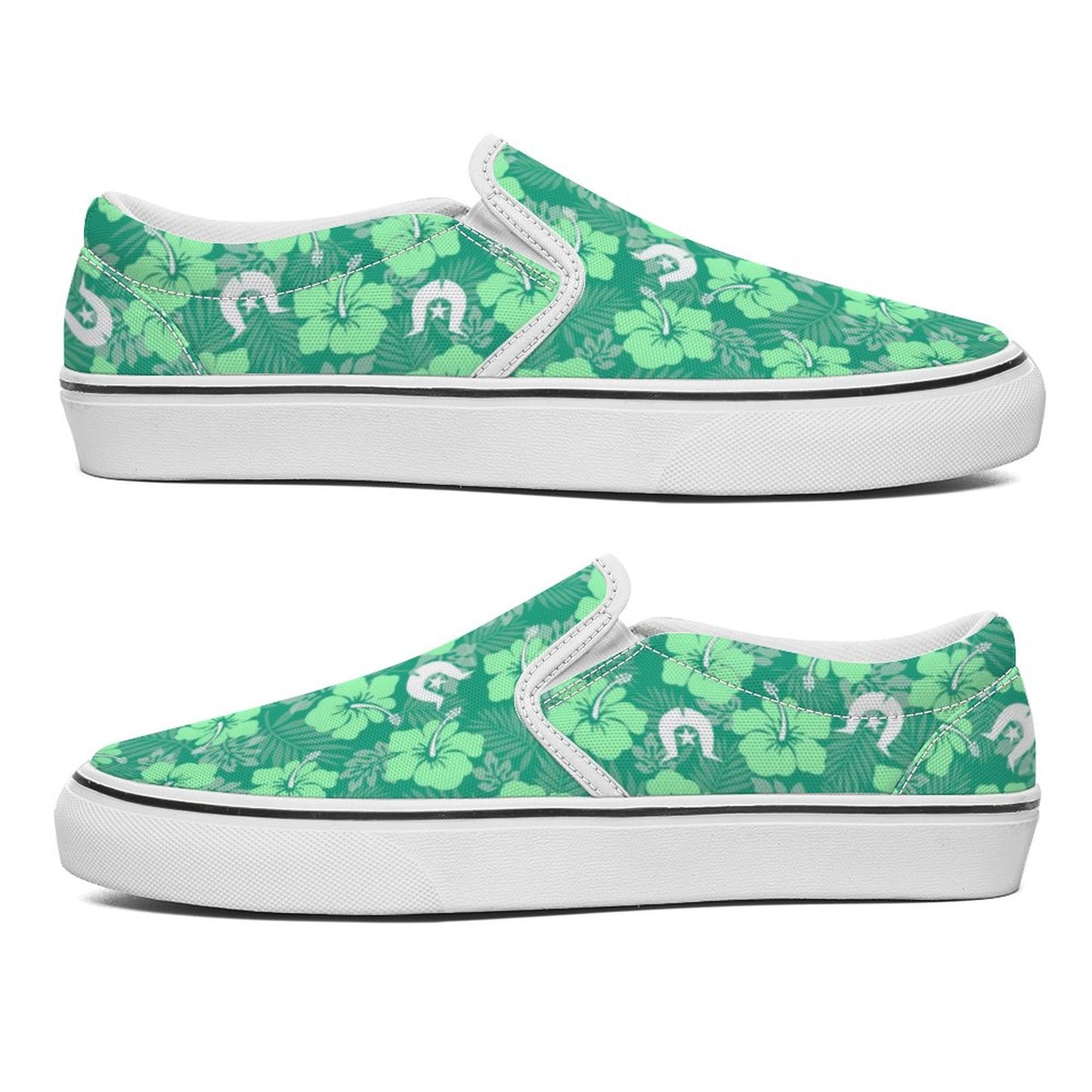 Hibiscus flowers with Dhari (Royal mint) on Canvas Shoes for Teenagers