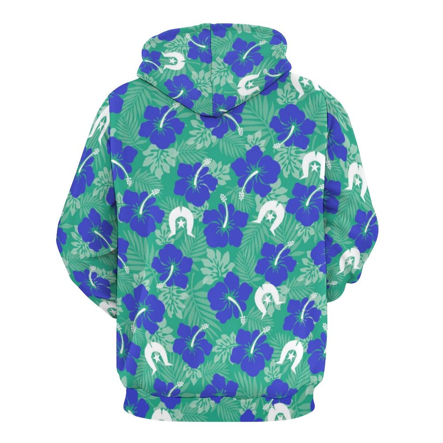 Royal Blue Hibiscus flowers with Dhari on Lady Hoodie with Double-layer Cap