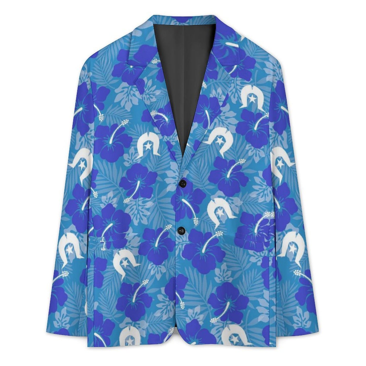 Hibiscus flowers with Dhari (Royal blue) on Men's Blazer