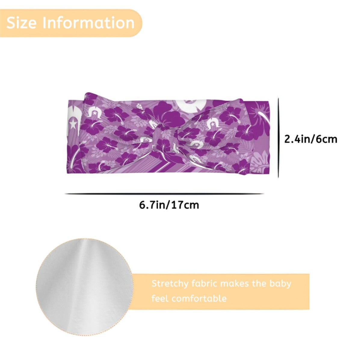 Hibiscus flowers with Dhari (Royal purple) on Bowknot Baby Headbands