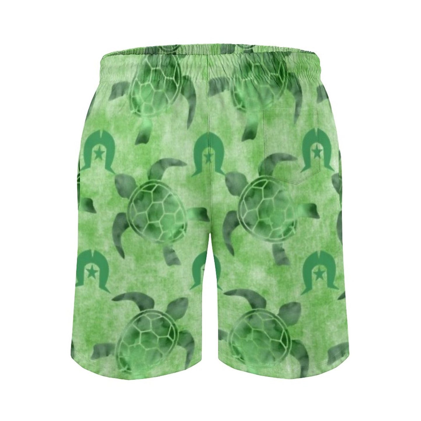 Green Turtle Pattern on Men's Board Shorts
