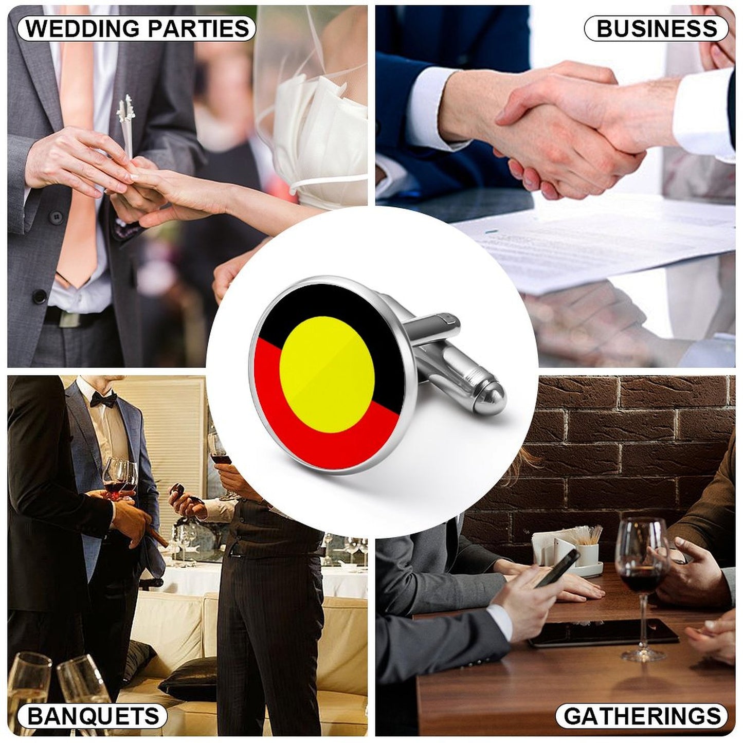 Aboriginal Flag on Shirt Cufflinks