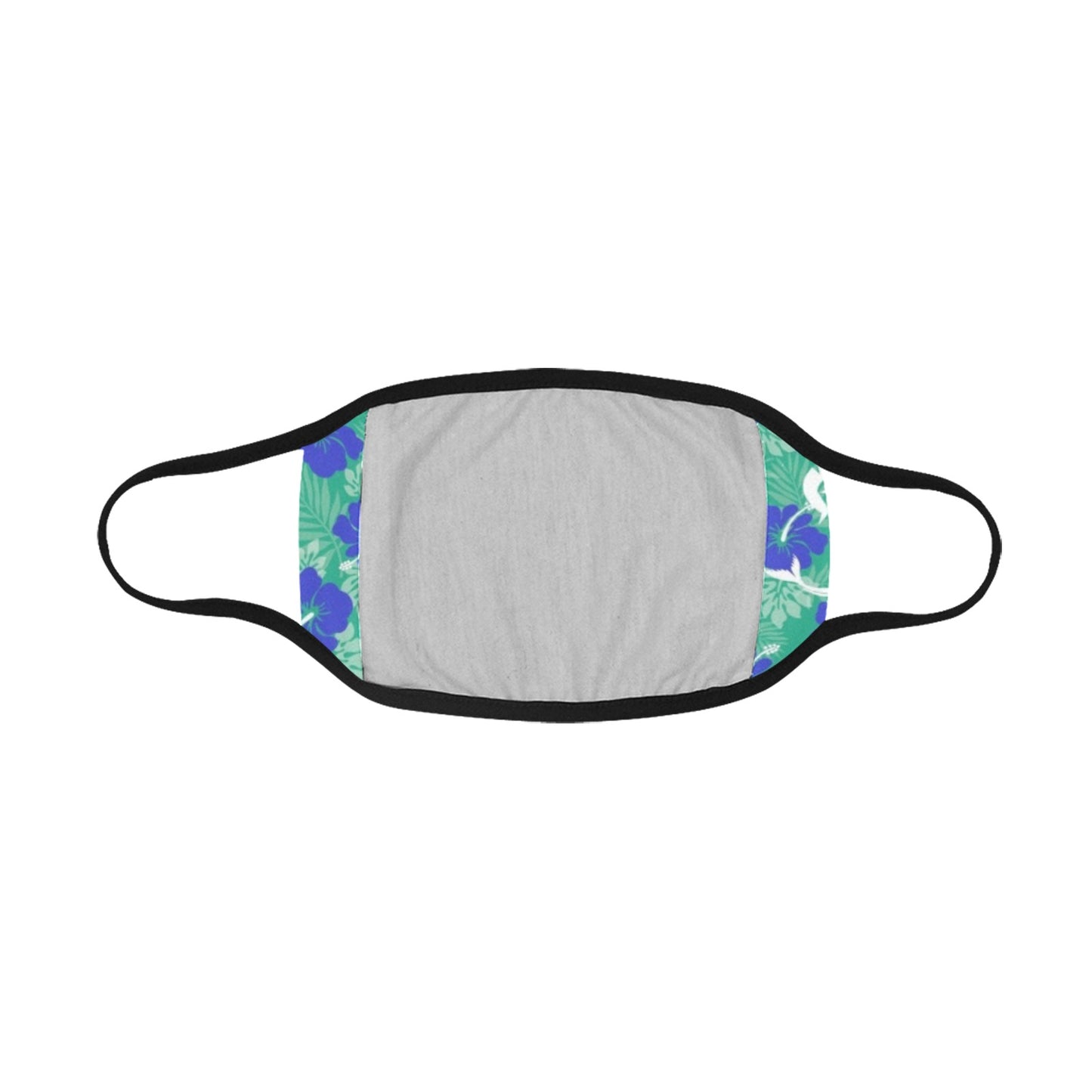 Royal Blue Hibiscus flowers with Whale, Dolphin and Dhari on Fabric facemask (30 PCS Filters Included)