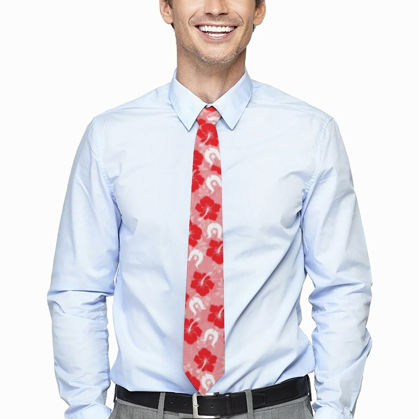 Hibiscus flowers with Dhari (Royal Pink) on Men's Formal Tie