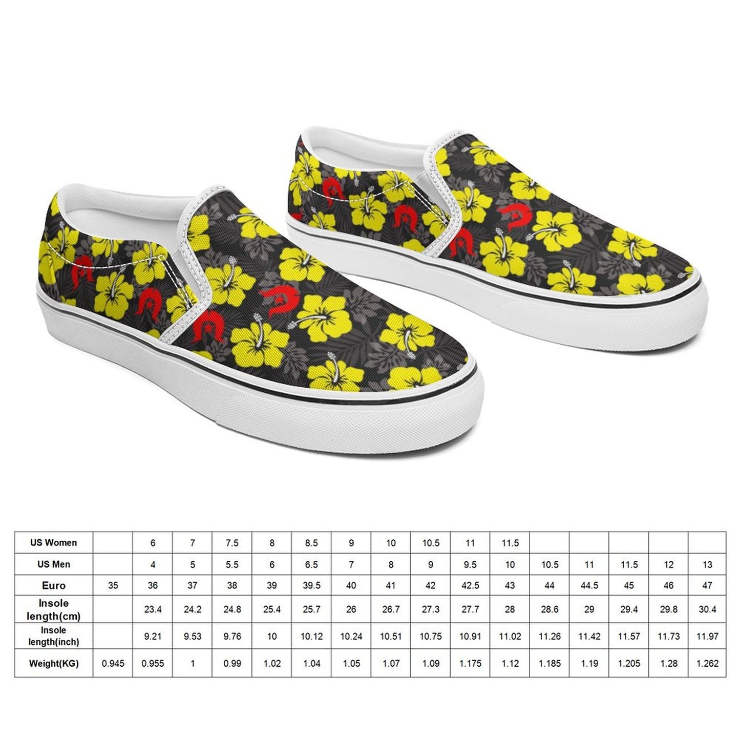 Royal yellow Hibiscus with Red Dhari on Canvas Shoes for Teenagers