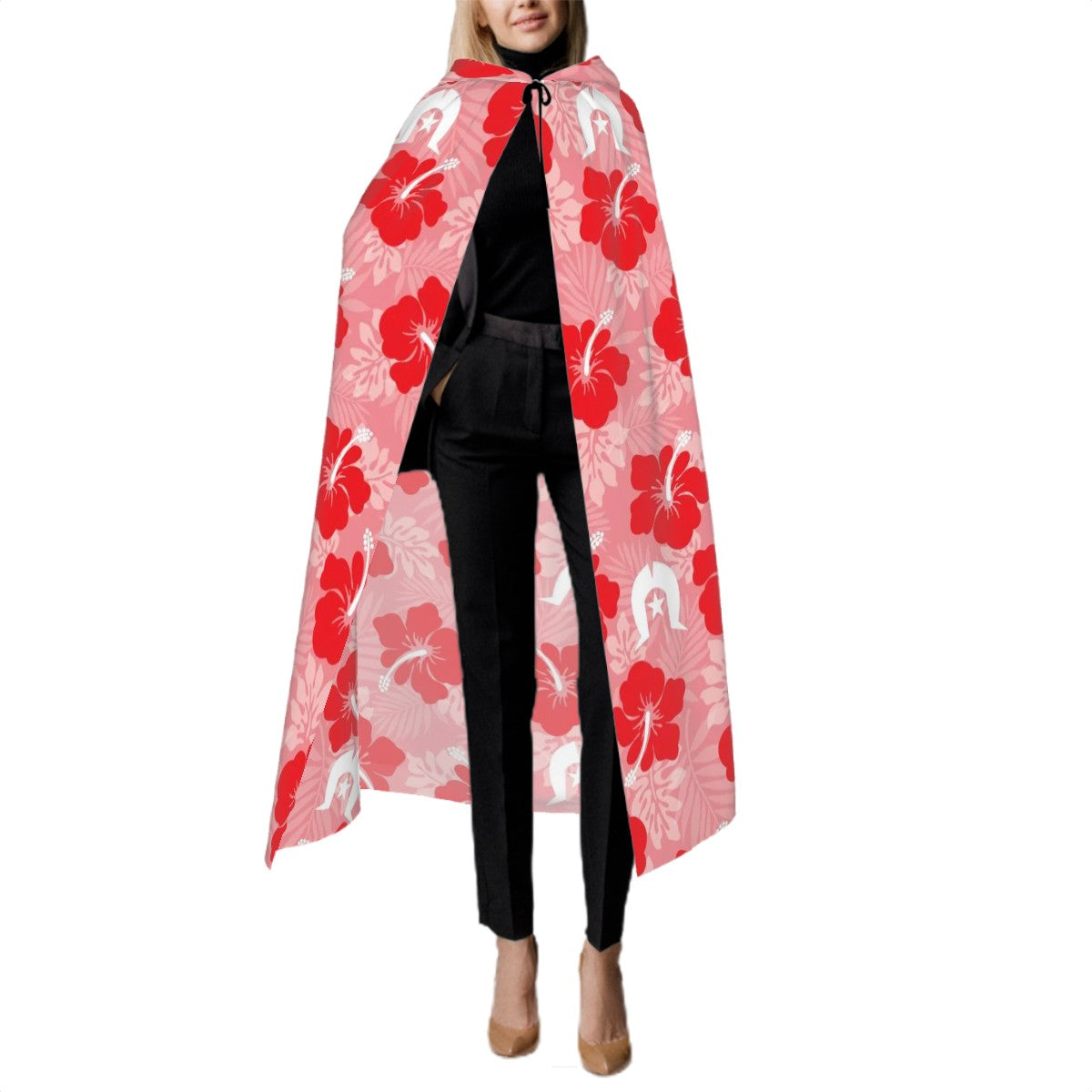 Hibiscus flowers with Dhari (Royal Pink) on Hooded Cloak