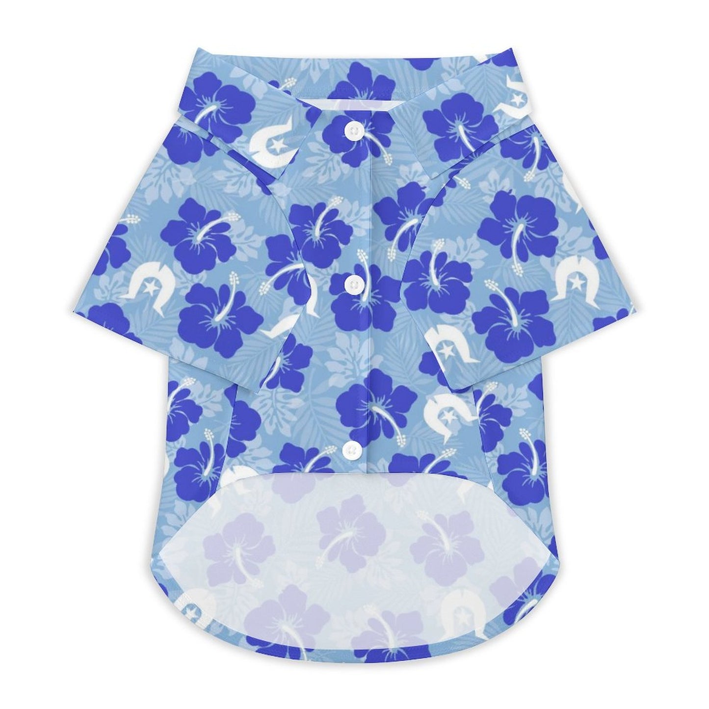 Hibiscus flowers with White Dhari (Sky blue) on Pet Shirt