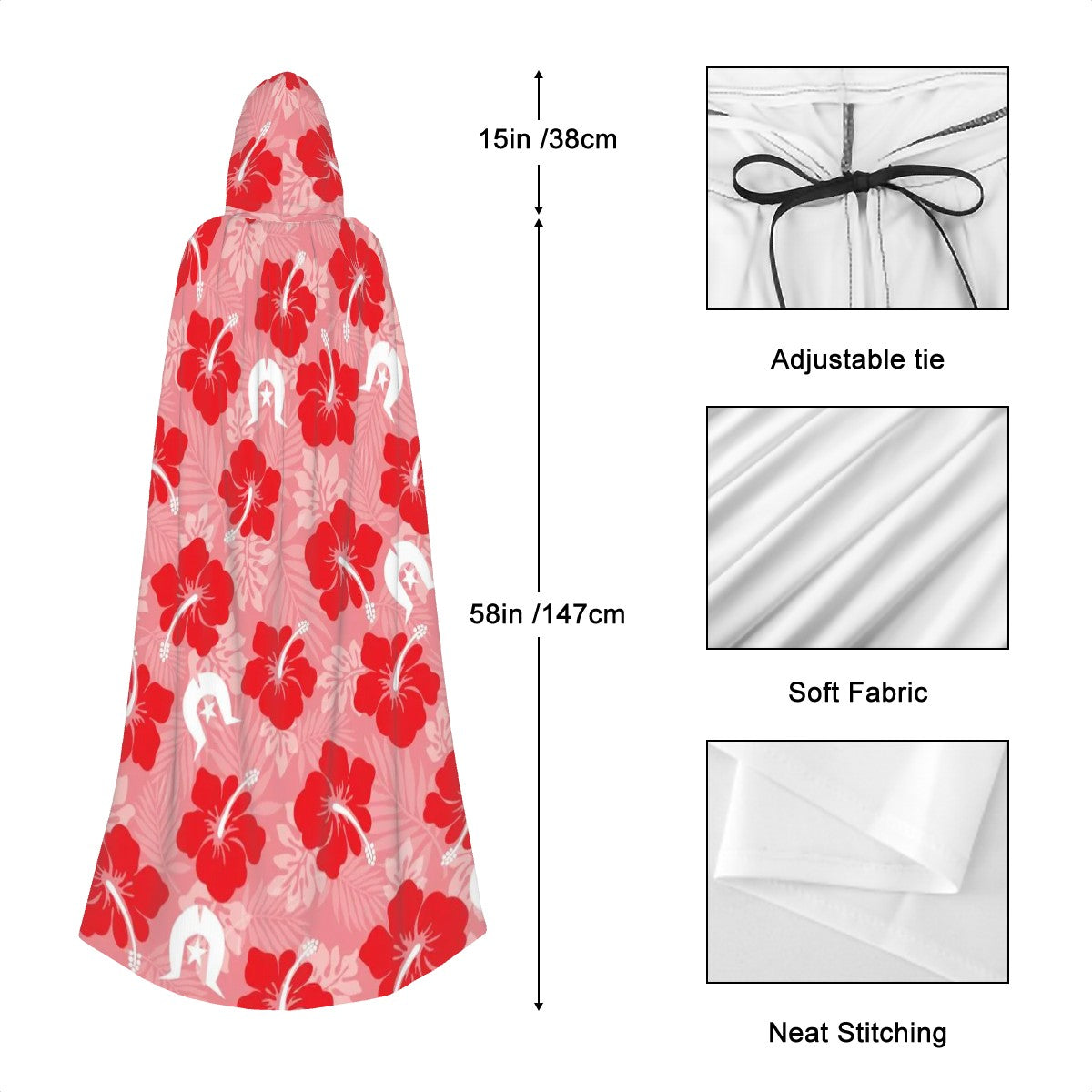 Hibiscus flowers with Dhari (Royal Pink) on Hooded Cloak