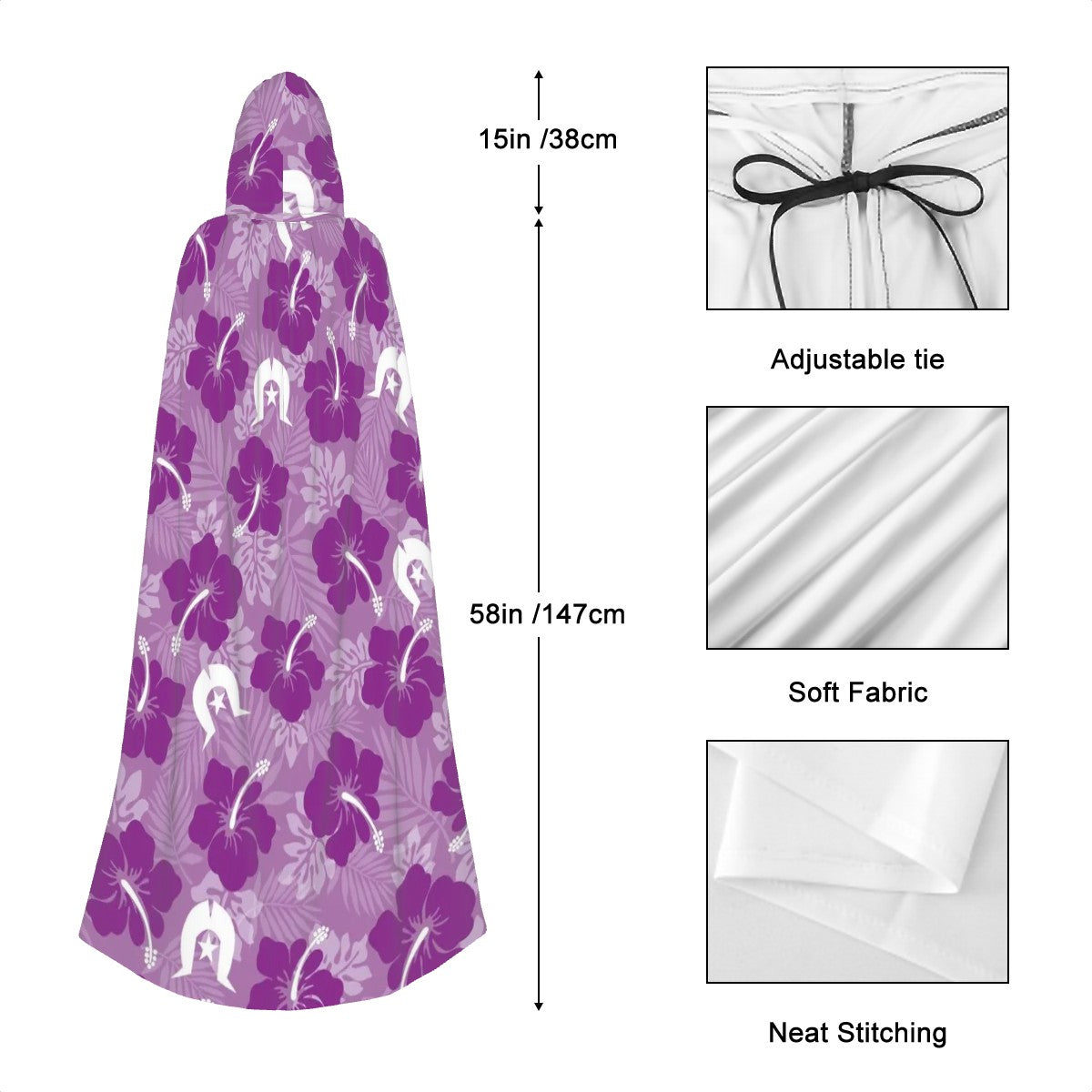 Hibiscus flowers with Dhari (Royal purple) on Hooded Cloak