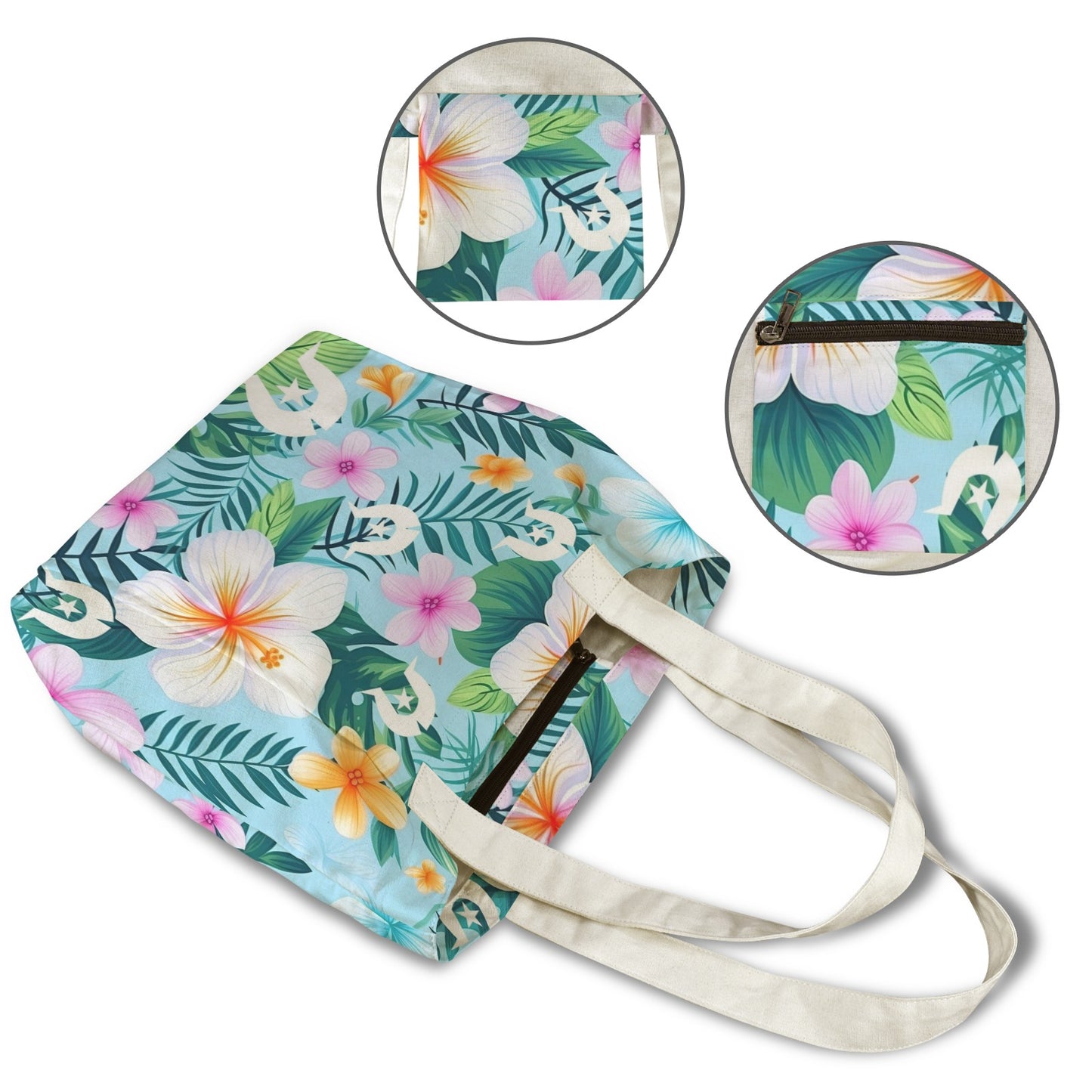 White Hibiscus flowers with White Dhari on Yoga Mat Bag