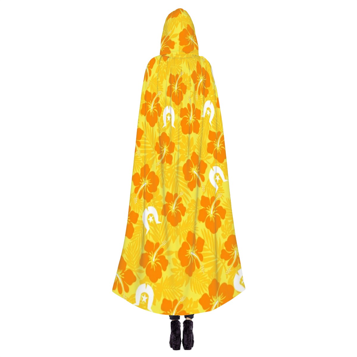 Hibiscus flowers with Dhari (Gold) on Hooded Cloak