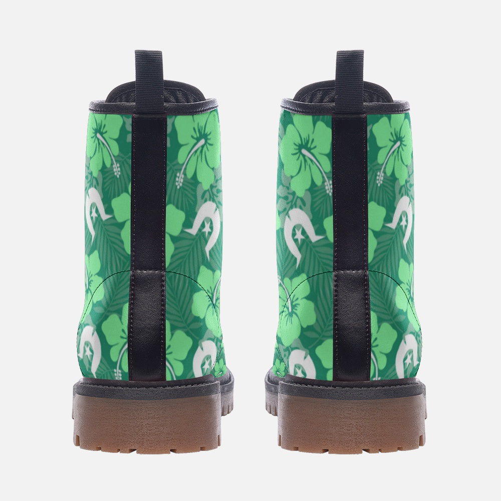 Hibiscus flowers with Dhari (Royal mint) on Casual Leather Lightweight Boots