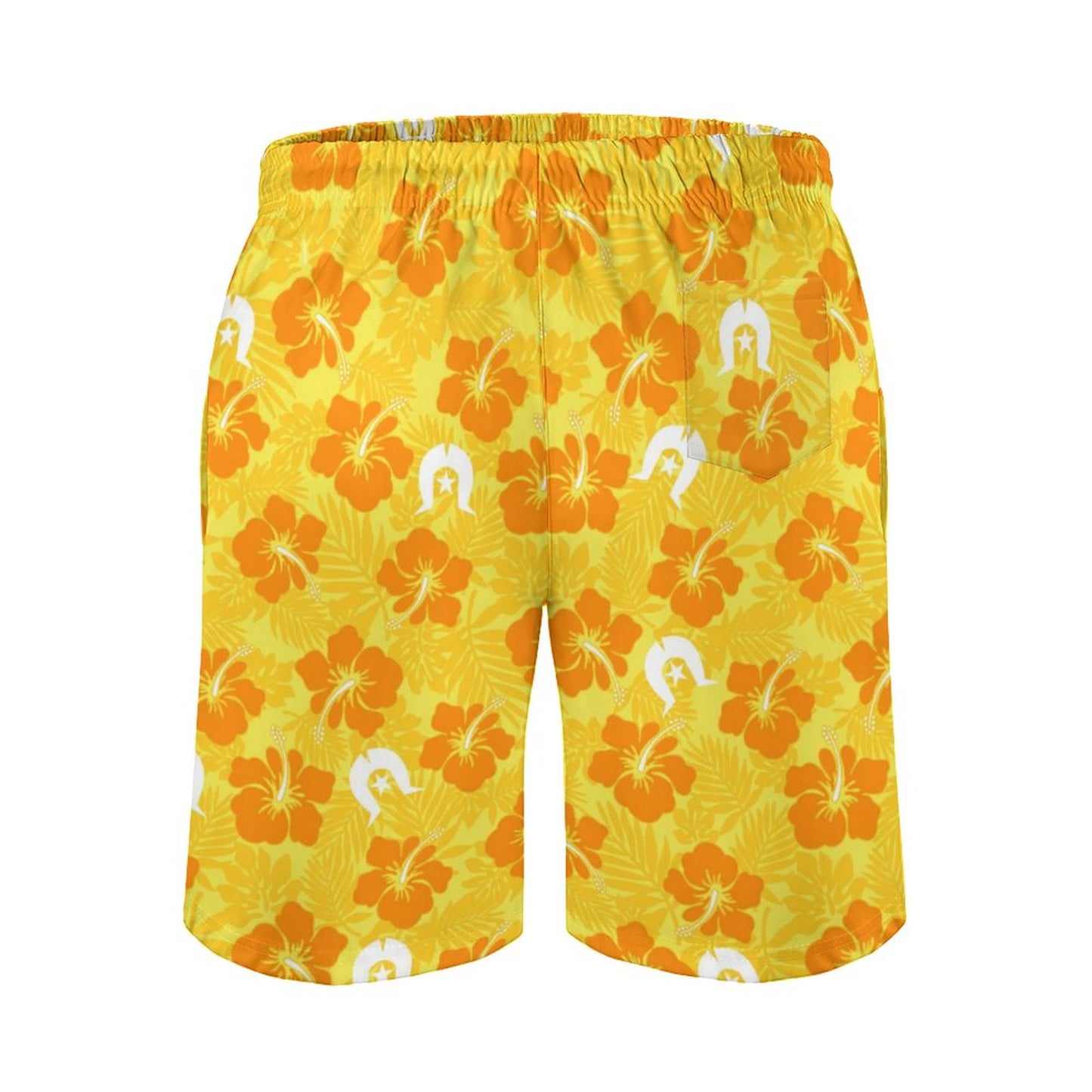 Hibiscus flowers with Dhari (Gold) on Men's Board Shorts